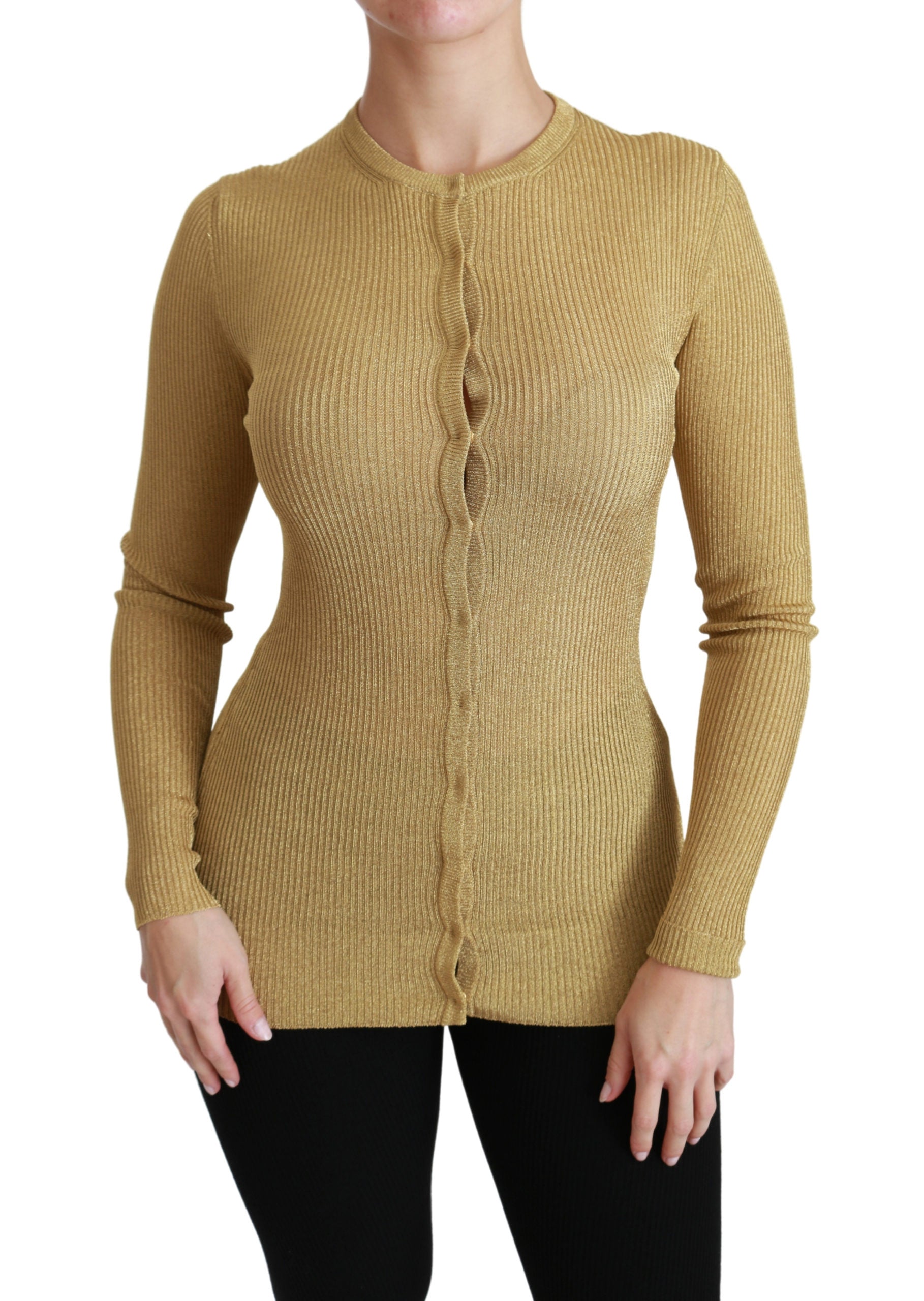 Dolce & Gabbana Ribbed Knit Top in Gold