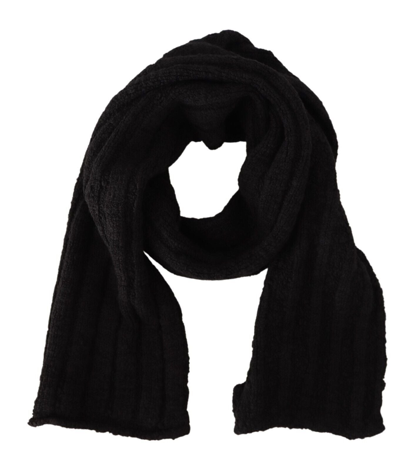Dolce & Gabbana Cable Knit Wool Scarf - Black