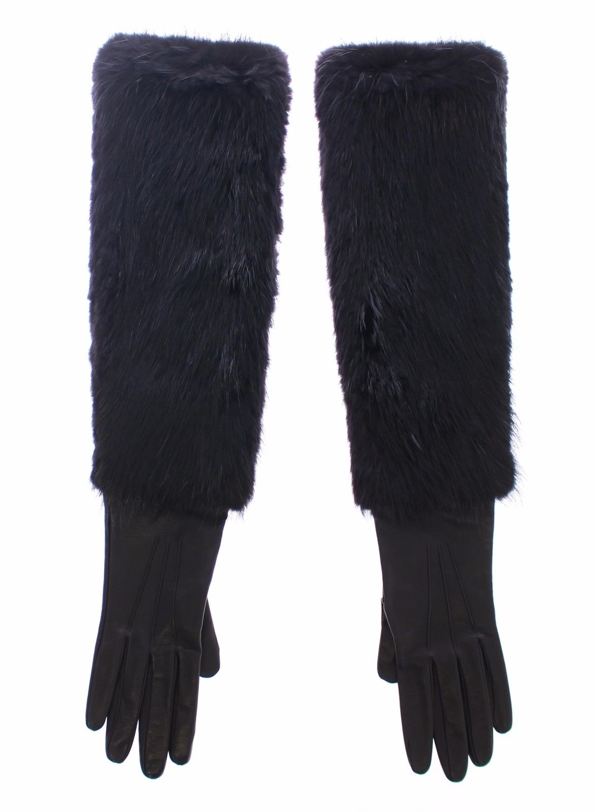 Luxurious Fur Leather Elbow Gloves