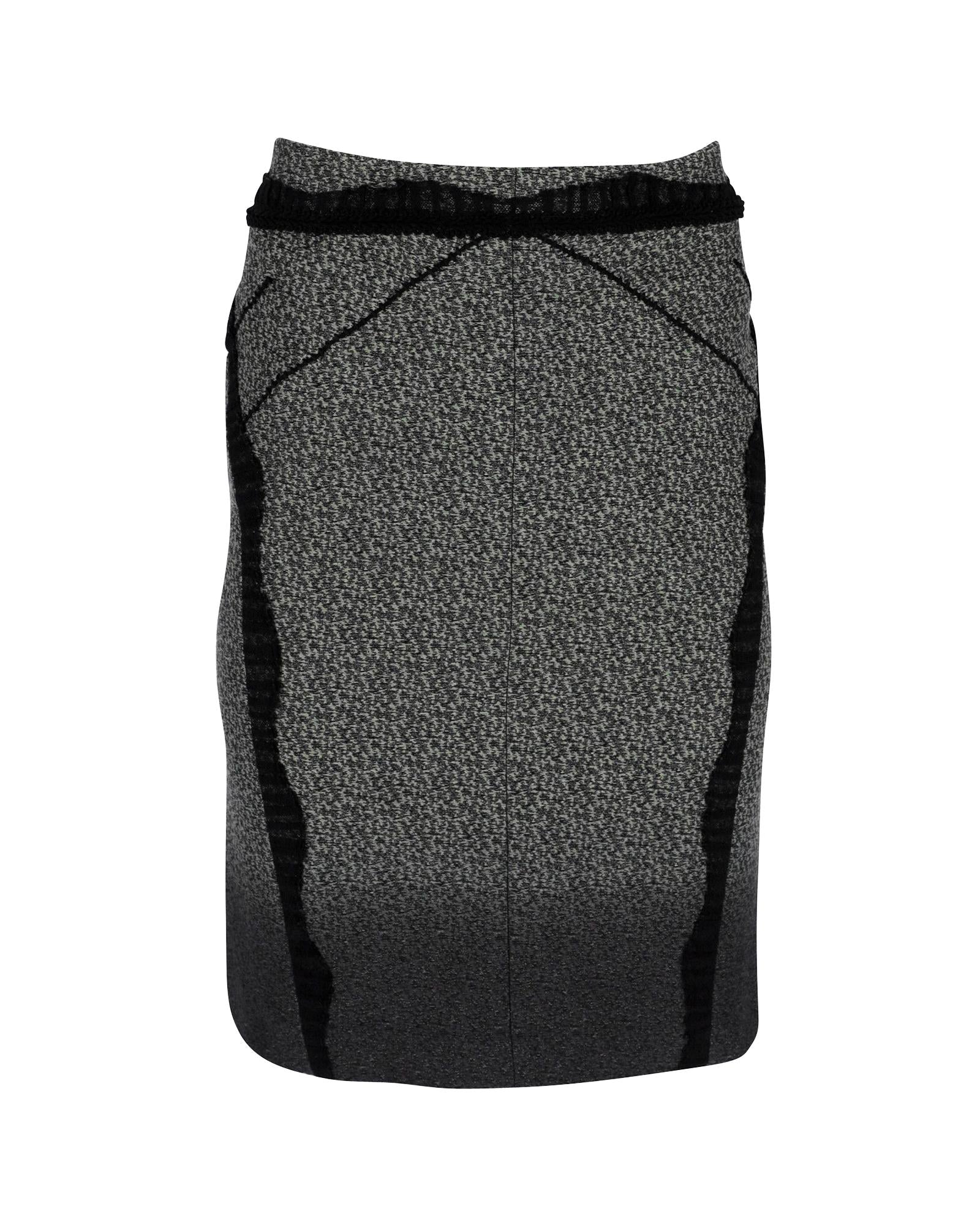 Lace Trim Olive Cotton Pencil Skirt