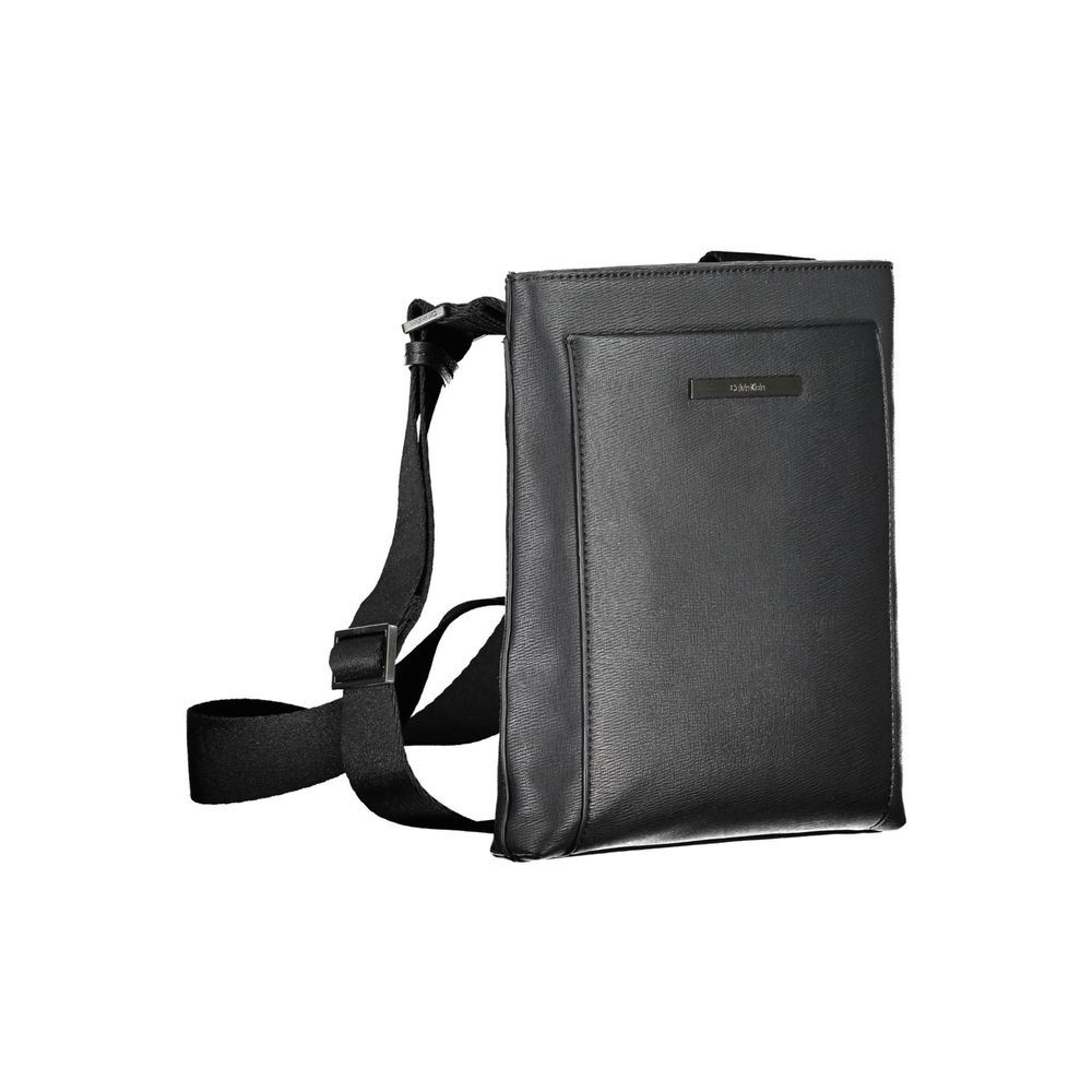 Calvin Klein Monogram Leather Crossbody Bag for Men Black