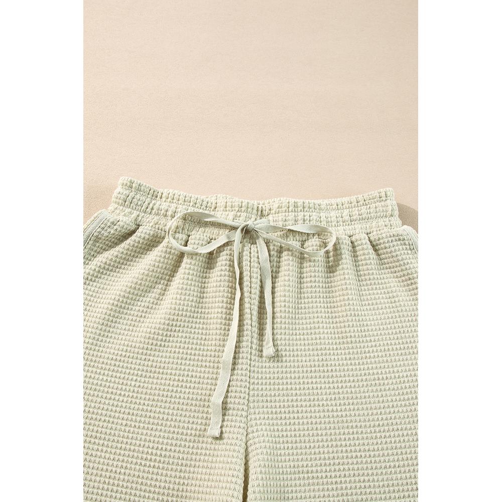 Azura Exchange Parchment Textured Buttoned Long Sleeve Top 2 Piece Shorts Set