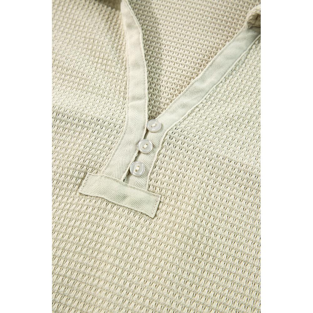 Azura Exchange Parchment Textured Buttoned Long Sleeve Top 2 Piece Shorts Set