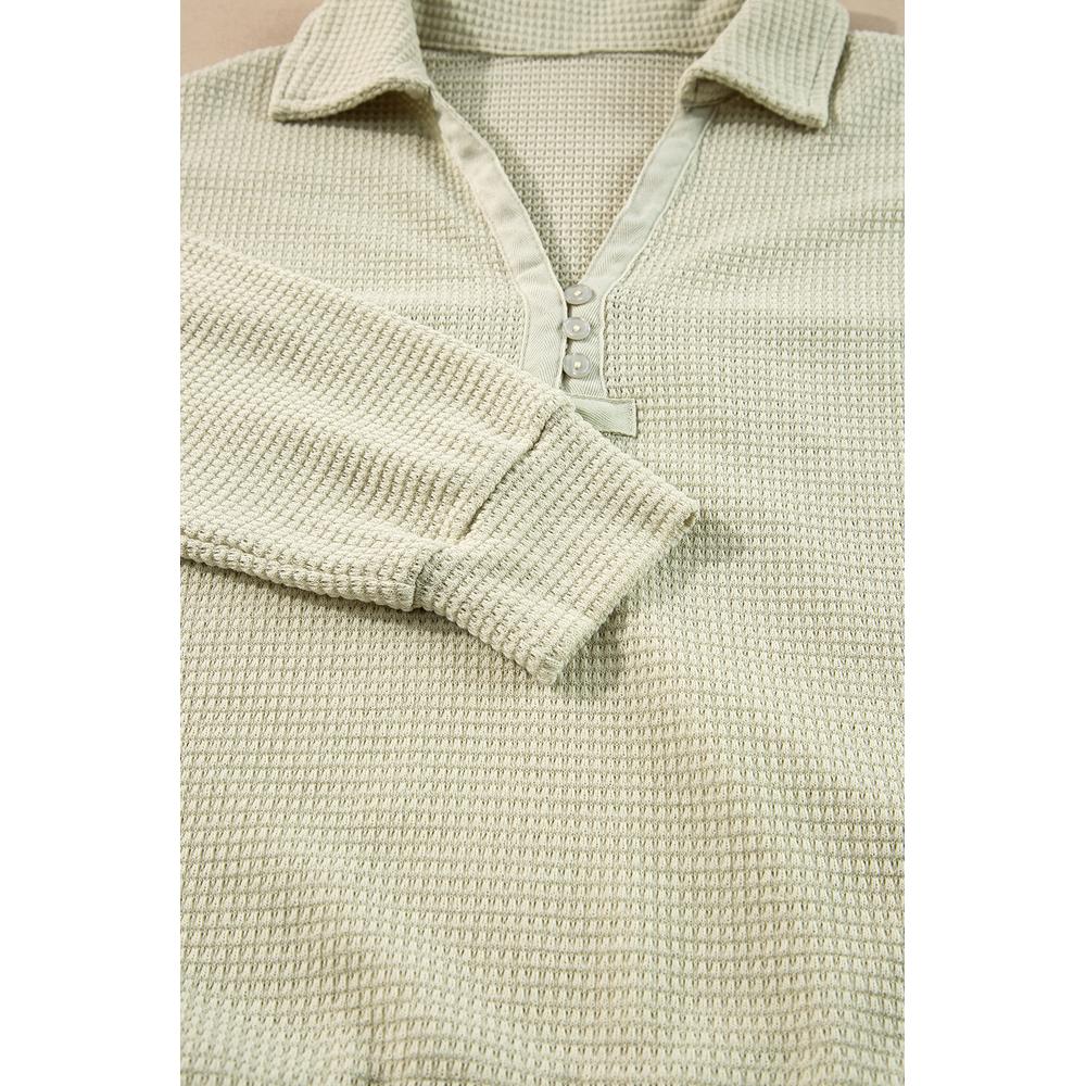 Azura Exchange Parchment Textured Buttoned Long Sleeve Top 2 Piece Shorts Set