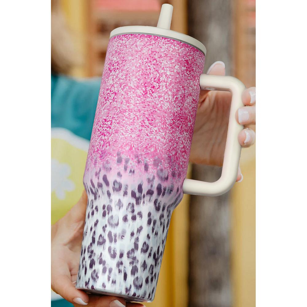 Azura Exchange Pink Leopard Gradient 40oz Stainless Steel Thermos Travel Cup