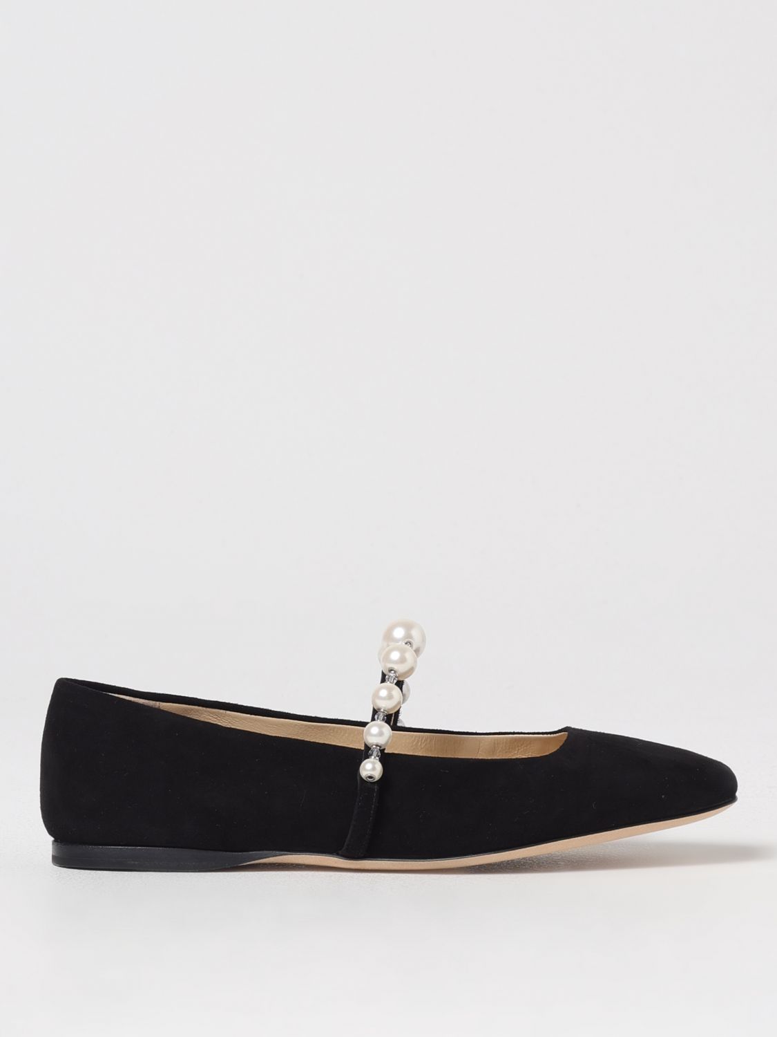 Pearlembellished Suede Flats