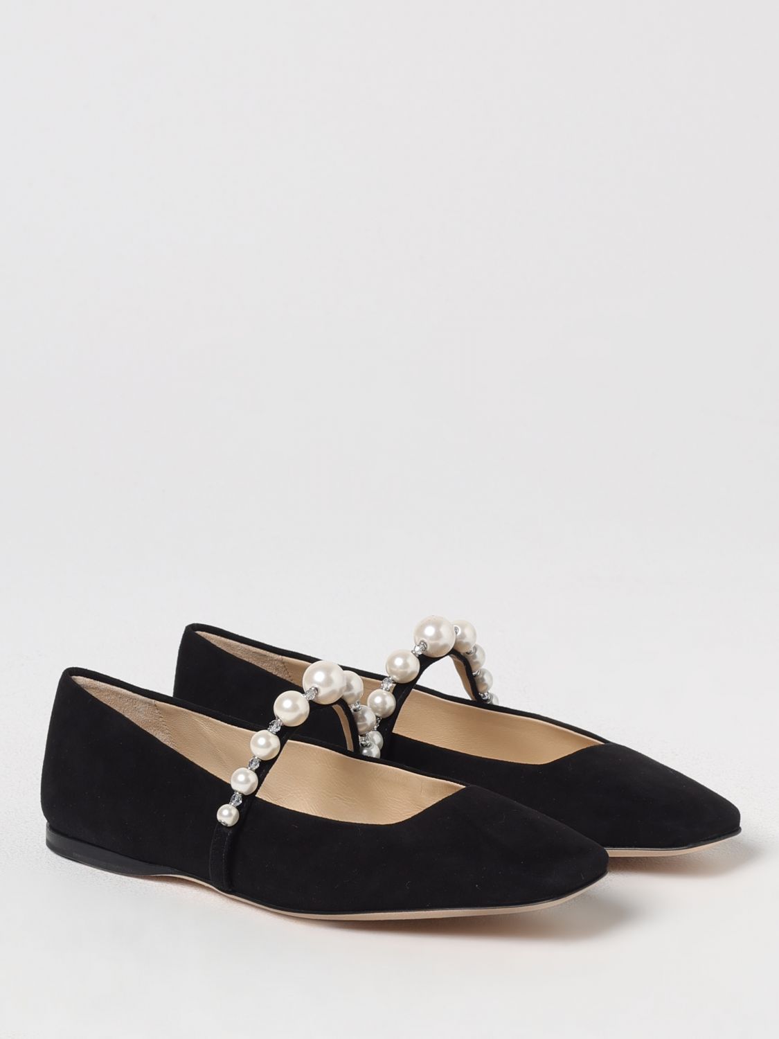 Pearlembellished Suede Flats