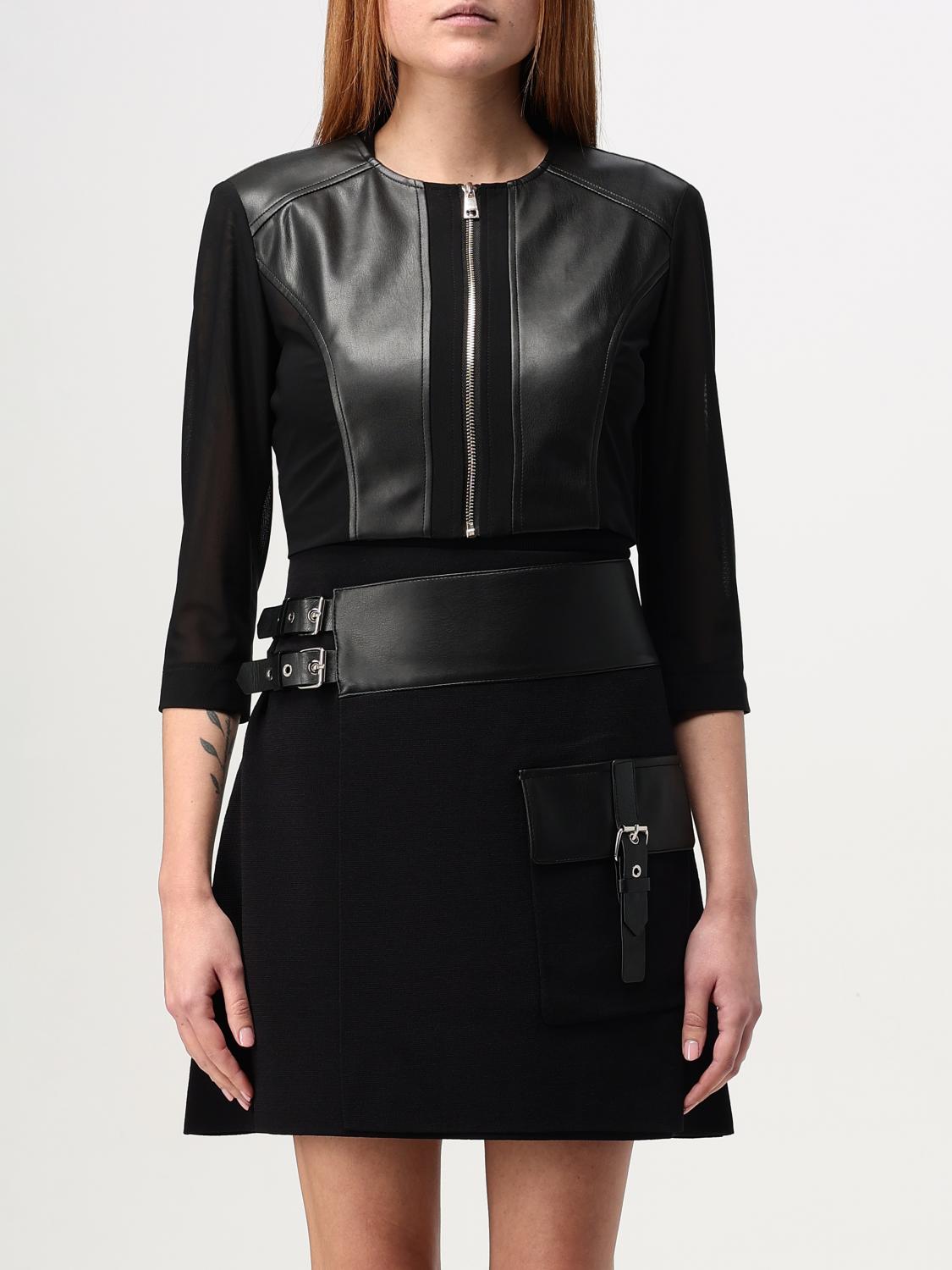 Faux Leather Mini Dress with Pocket