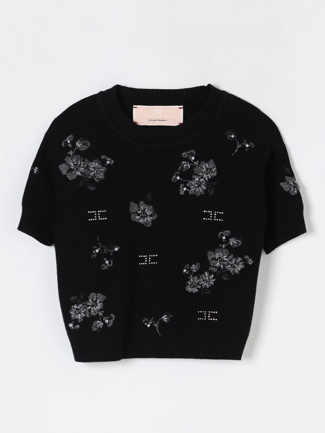 Embellished Floral Short Sleeve Knit