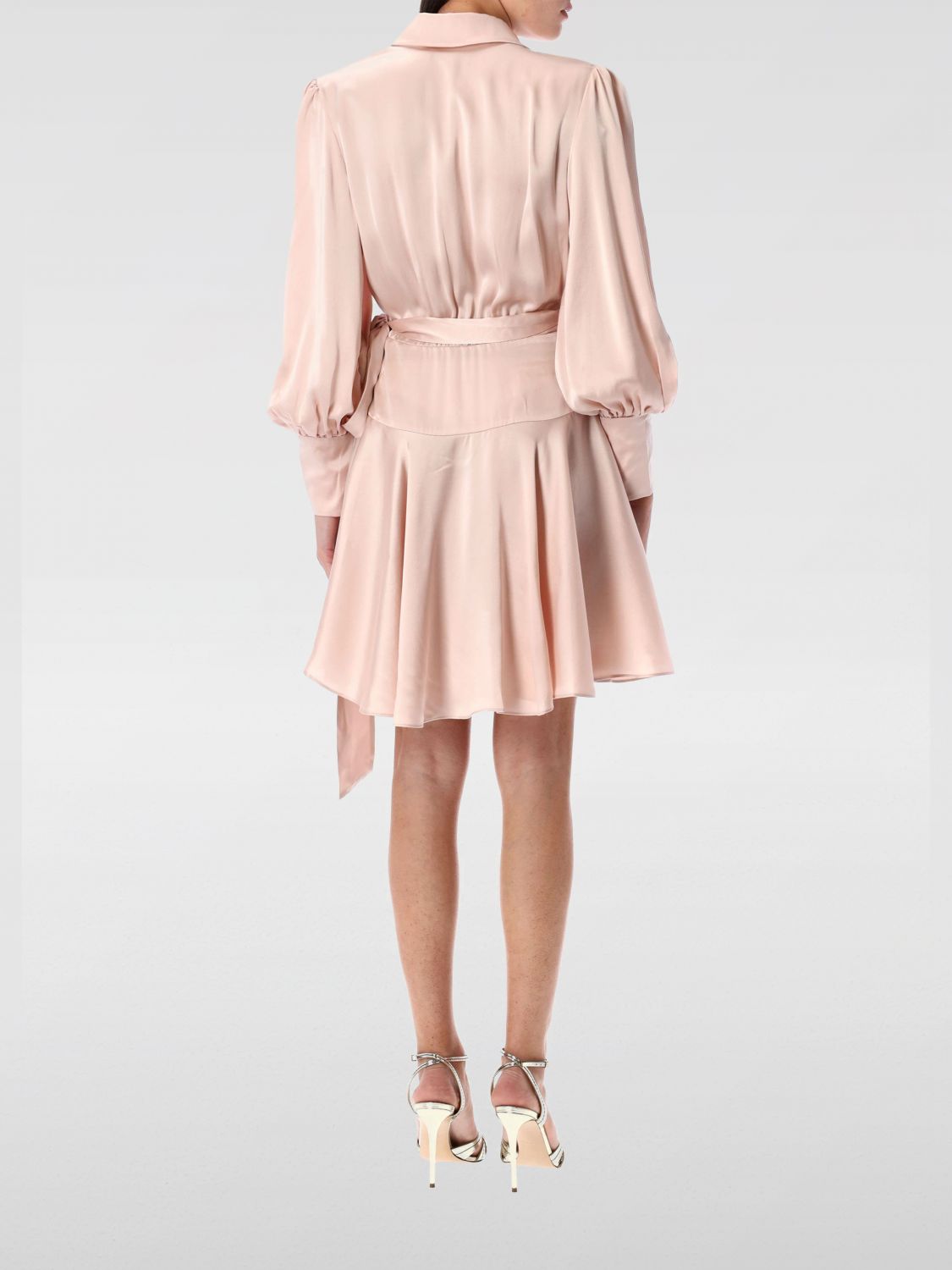 Silk Wrap Mini Dress Ruffled Hem