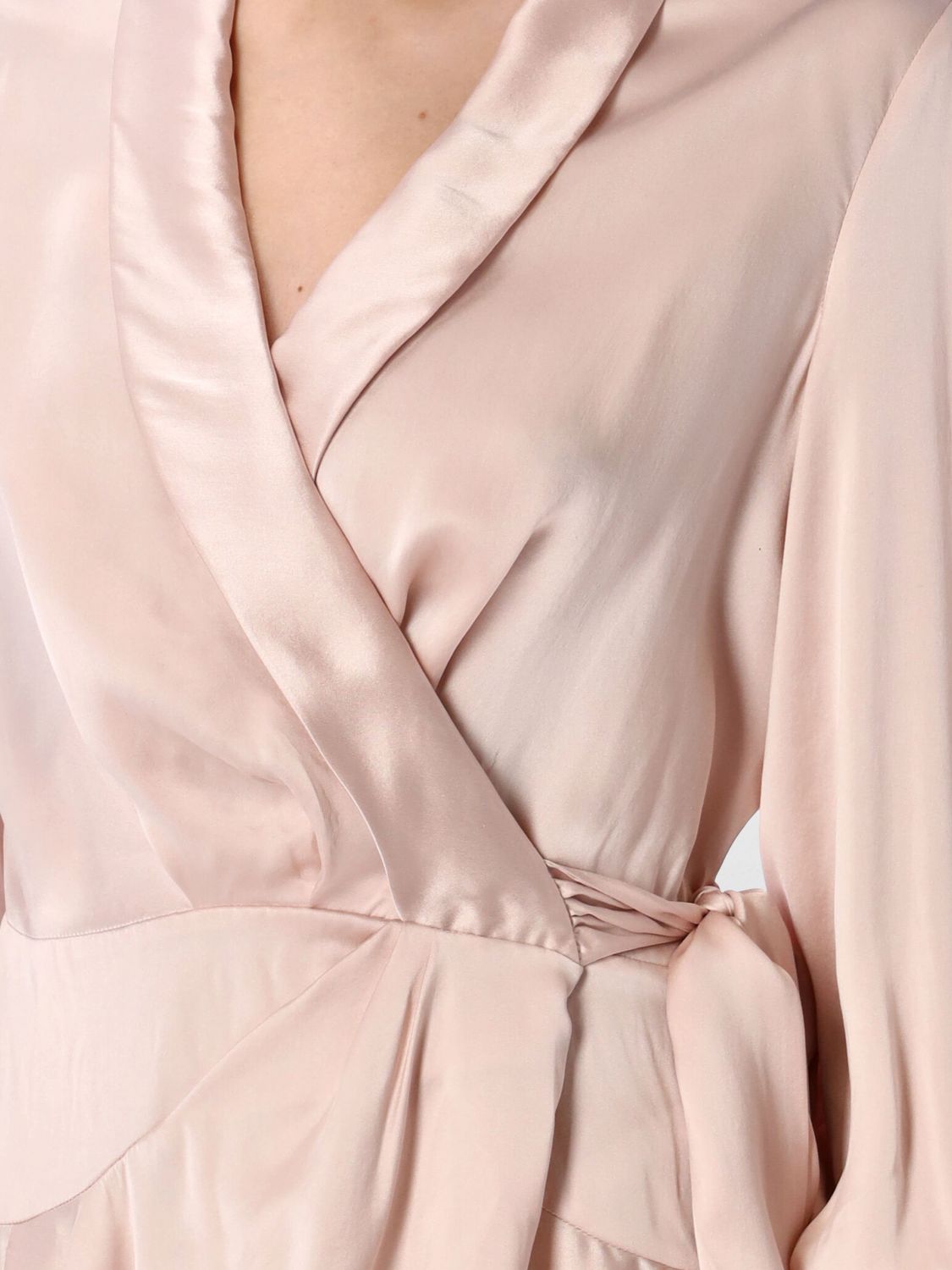 Silk Wrap Mini Dress Ruffled Hem