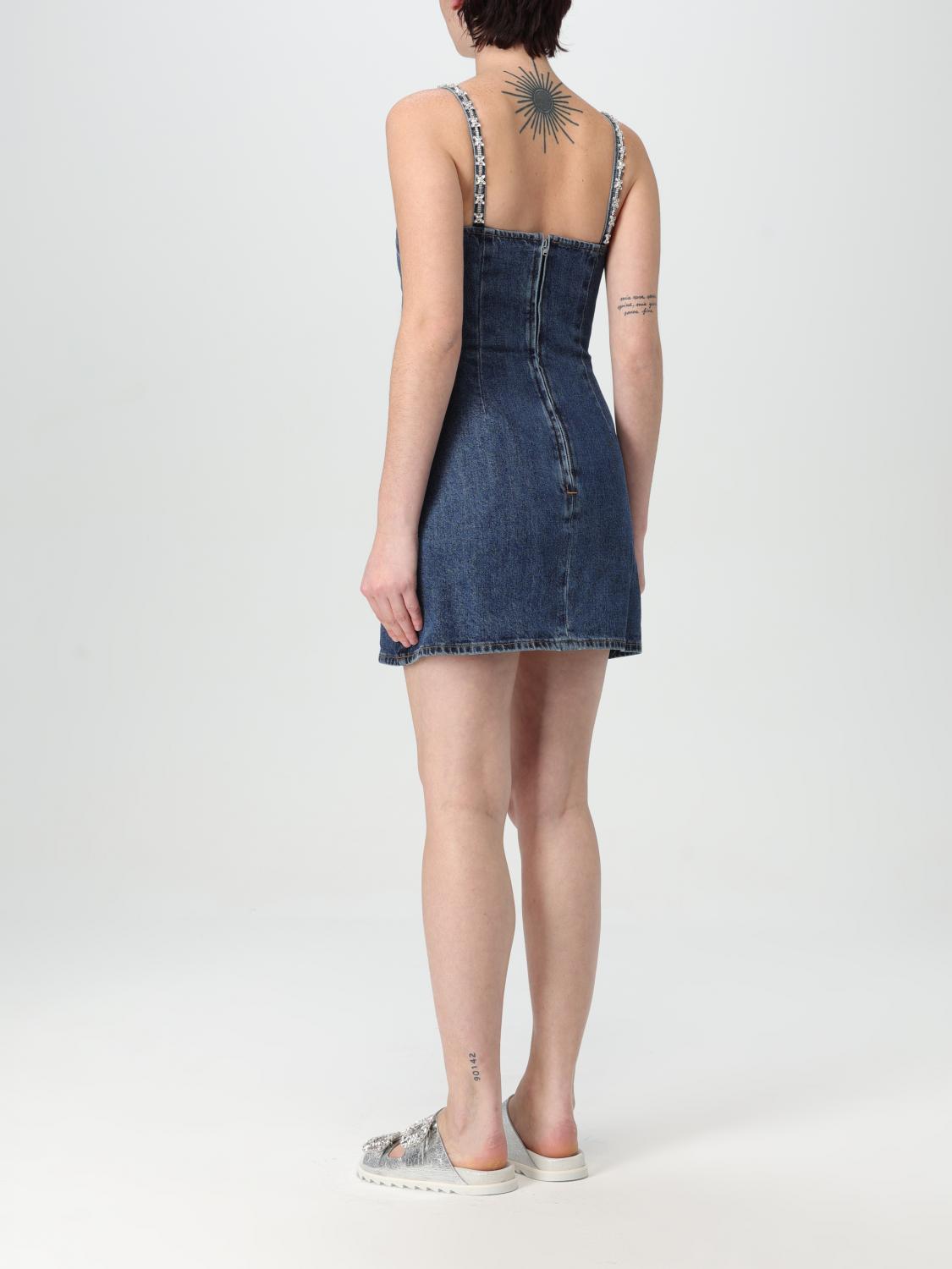 Denim Mini Dress Crystal Detail