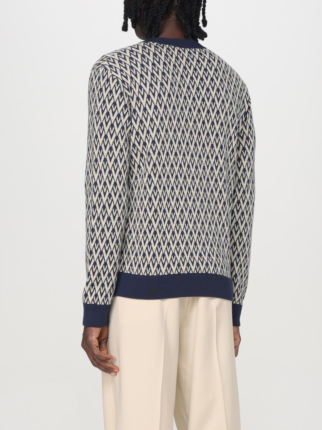 Vneck Geometric Pattern Merino Wool Sweater