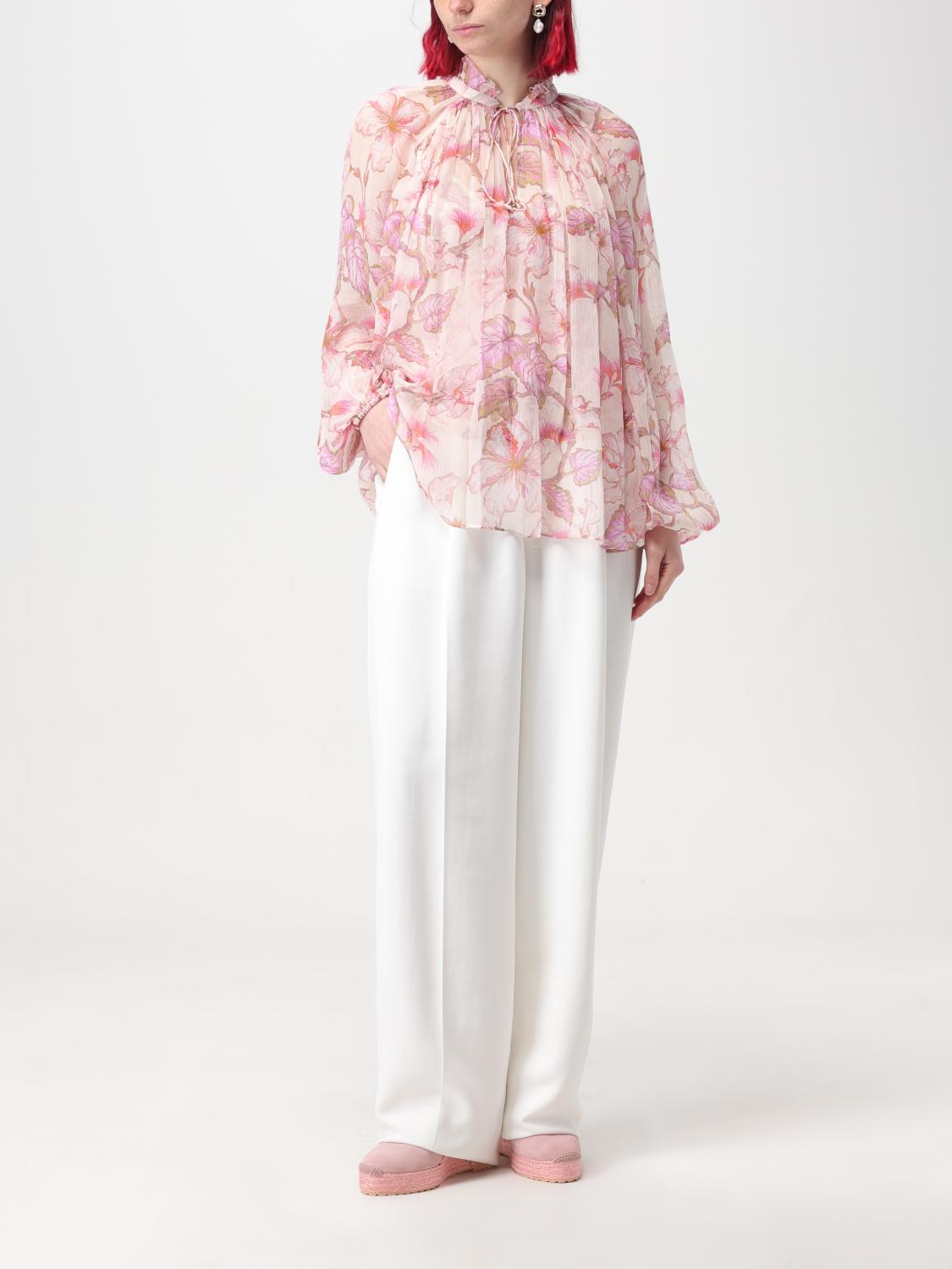 High Neck Blouse Floral Print Silk