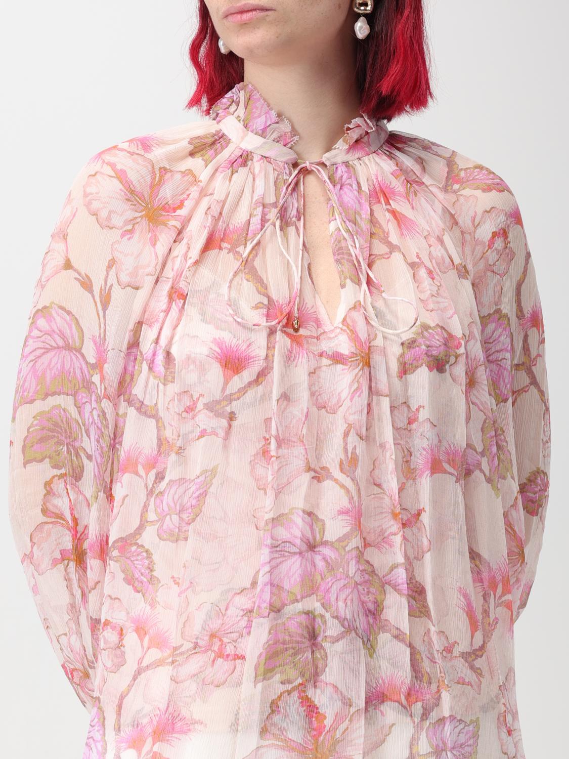 High Neck Blouse Floral Print Silk