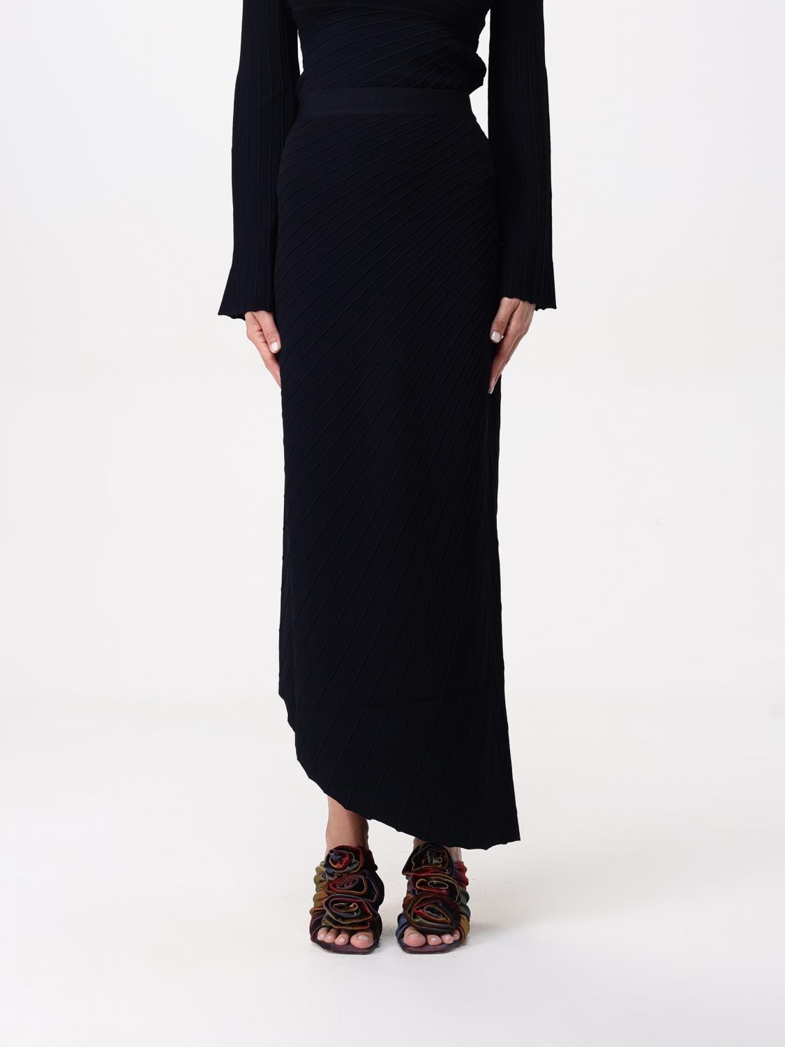 Pleated Midi Skirt Asymmetrical Hem