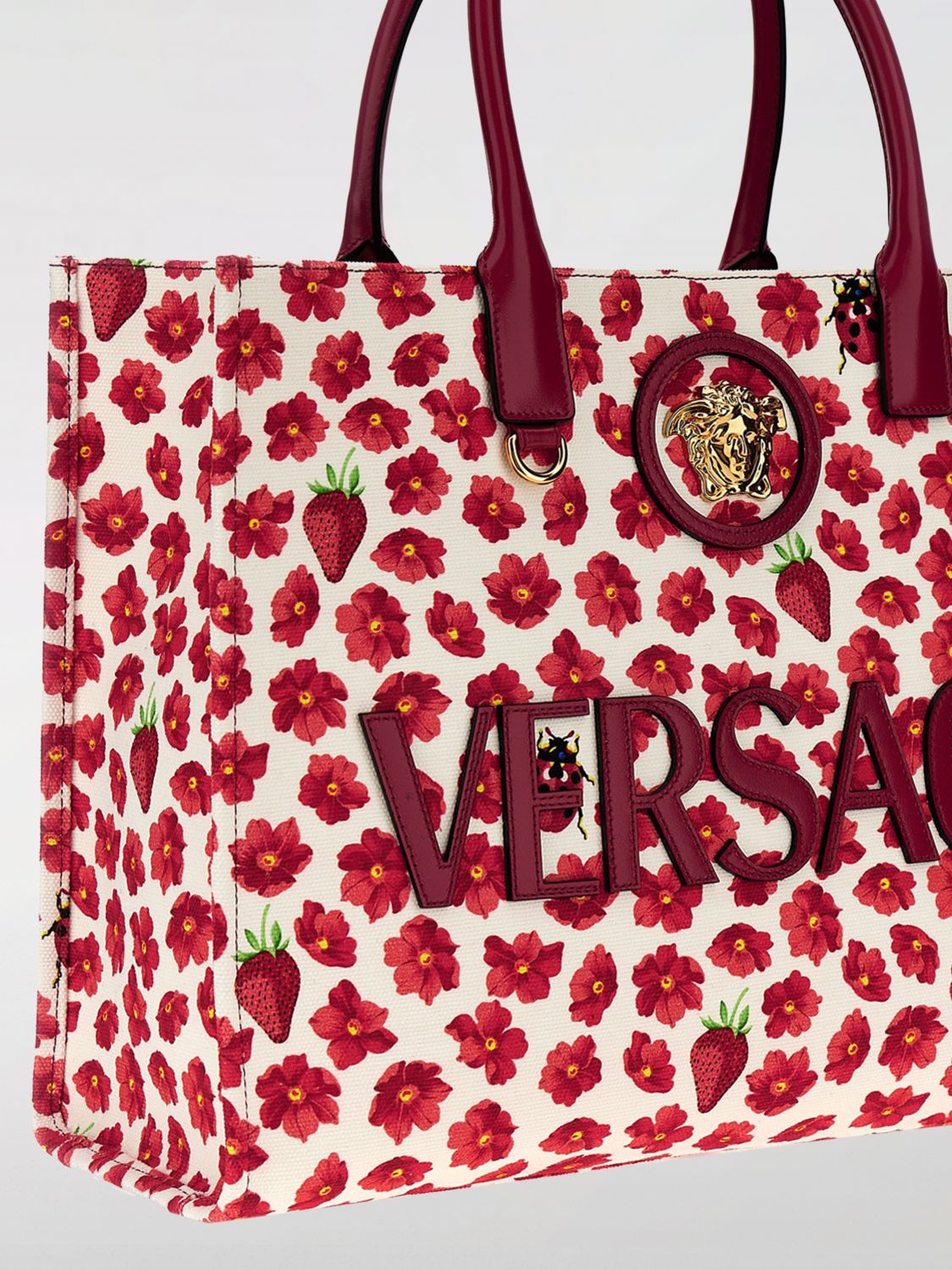 Floral Strawberry Tote Bag