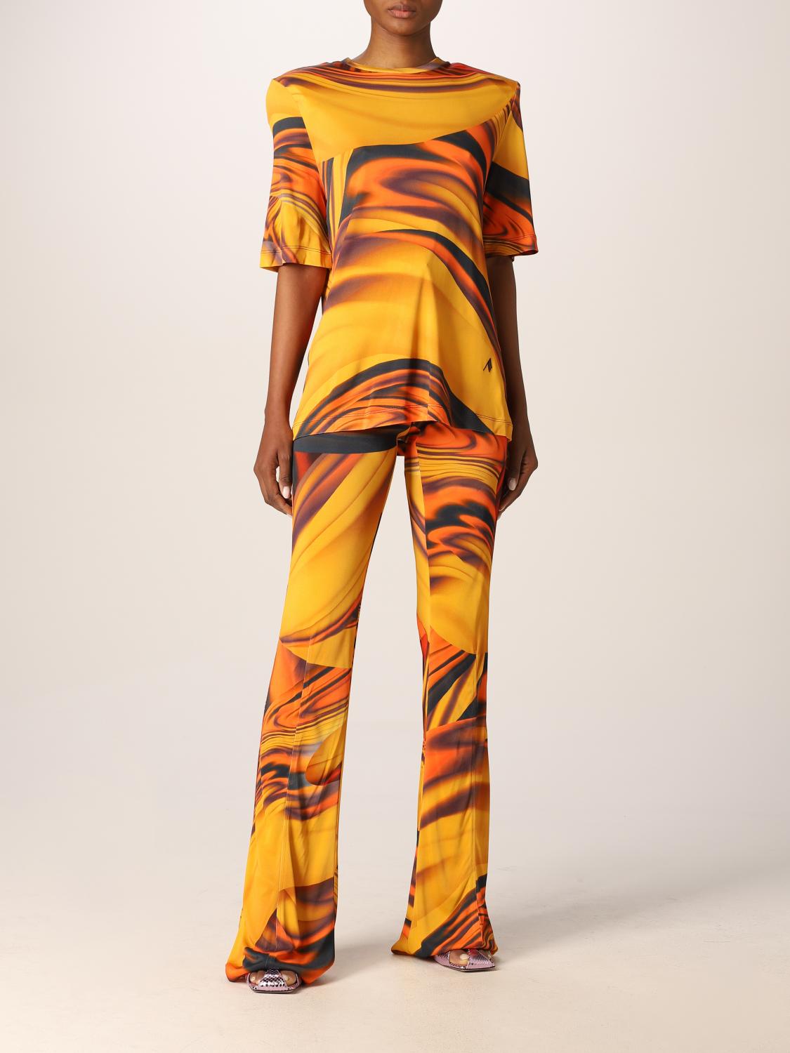 Abstract Print Flare Pants