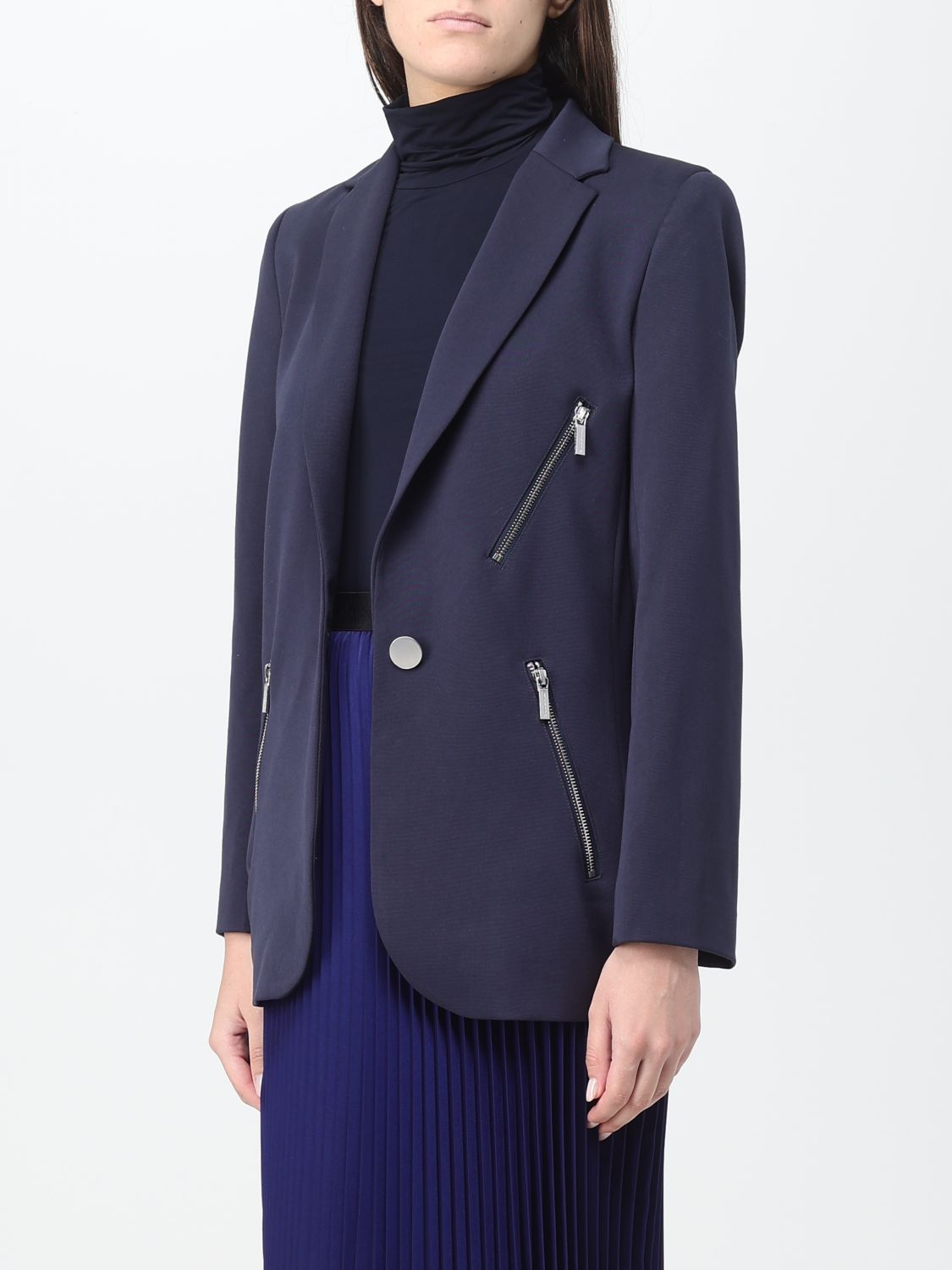 Tailored Blazer with Zipper Pockets