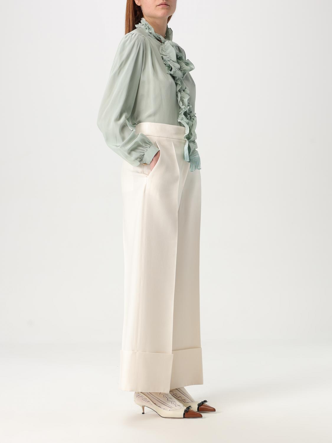 Silk Blouse Ruffle Detail Tassels