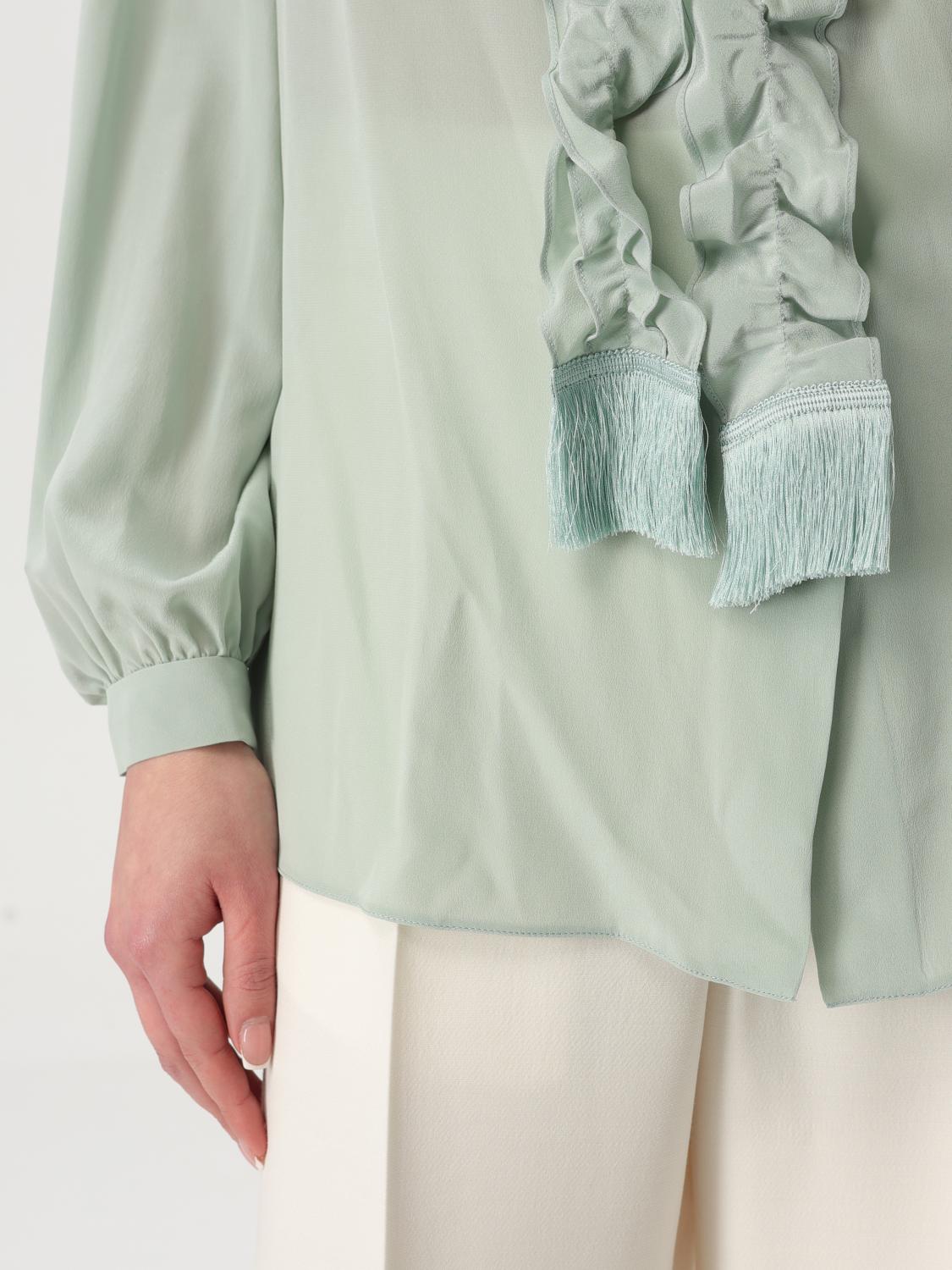 Silk Blouse Ruffle Detail Tassels