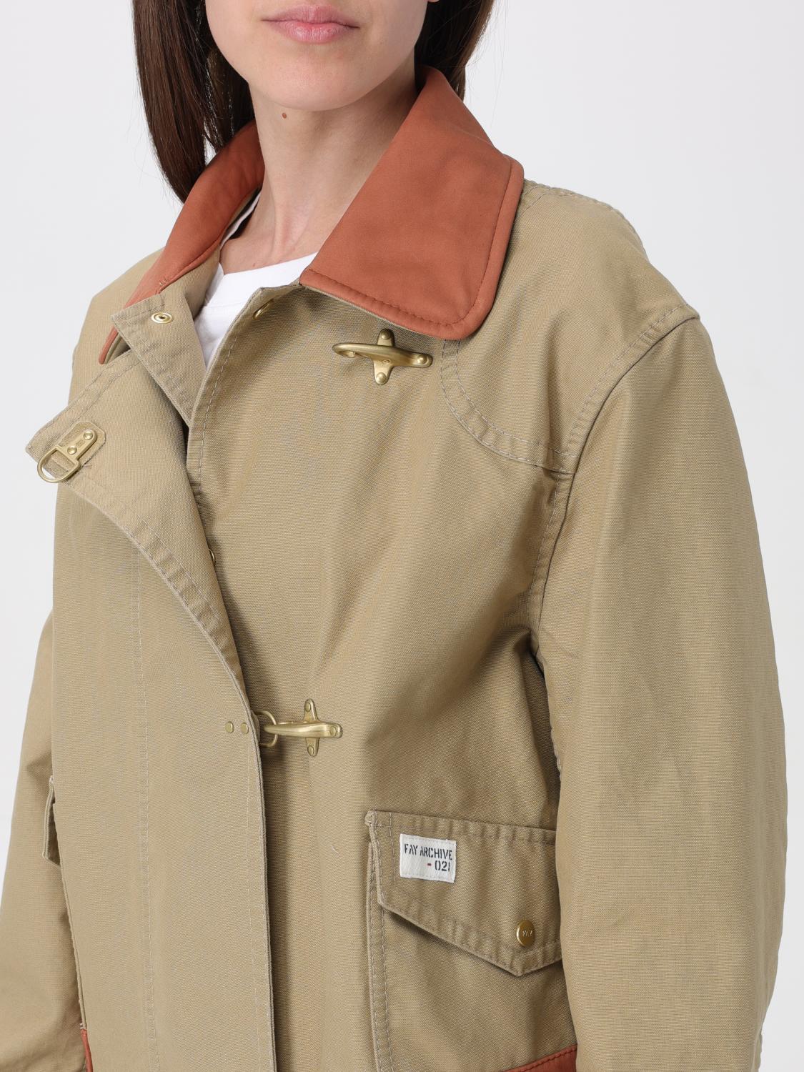 Cotton Jacket Leather Trim Hook Closure