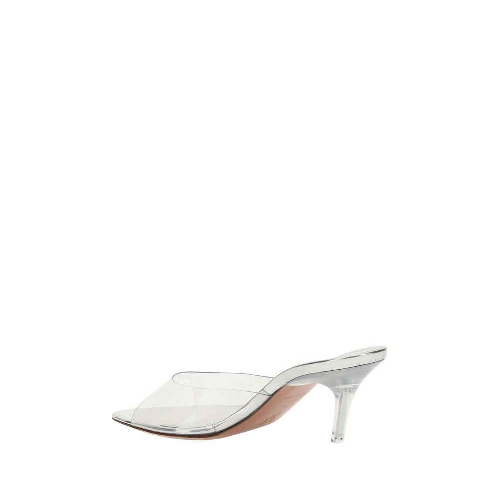 Alexa Slip-On Sandals with Transparent PVC Band and Slanted Heel Design