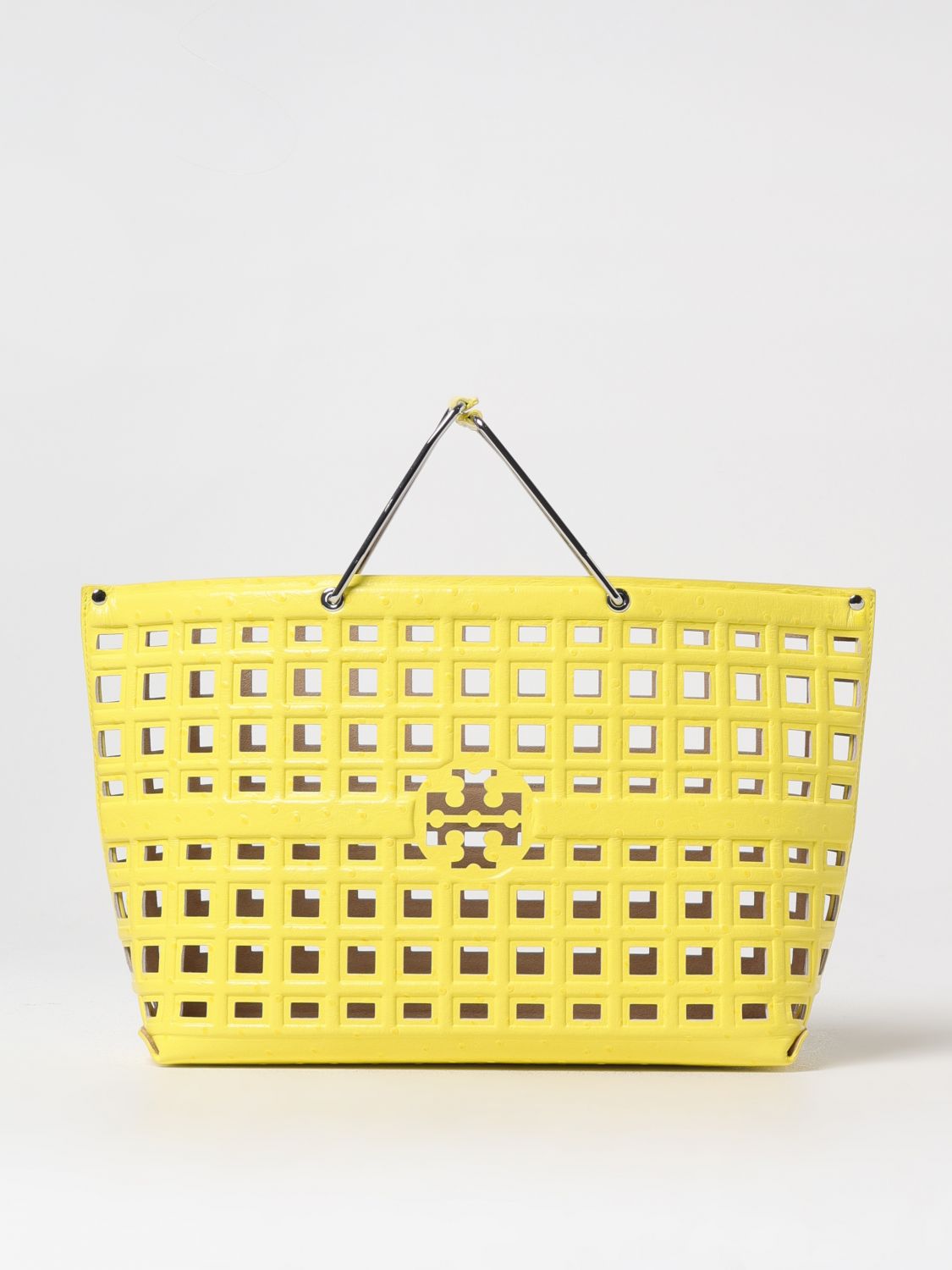 Cutout Leather Tote Basket Bag