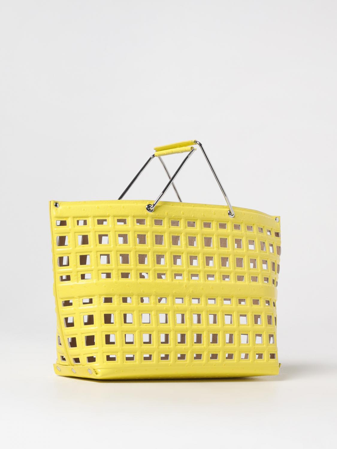 Cutout Leather Tote Basket Bag