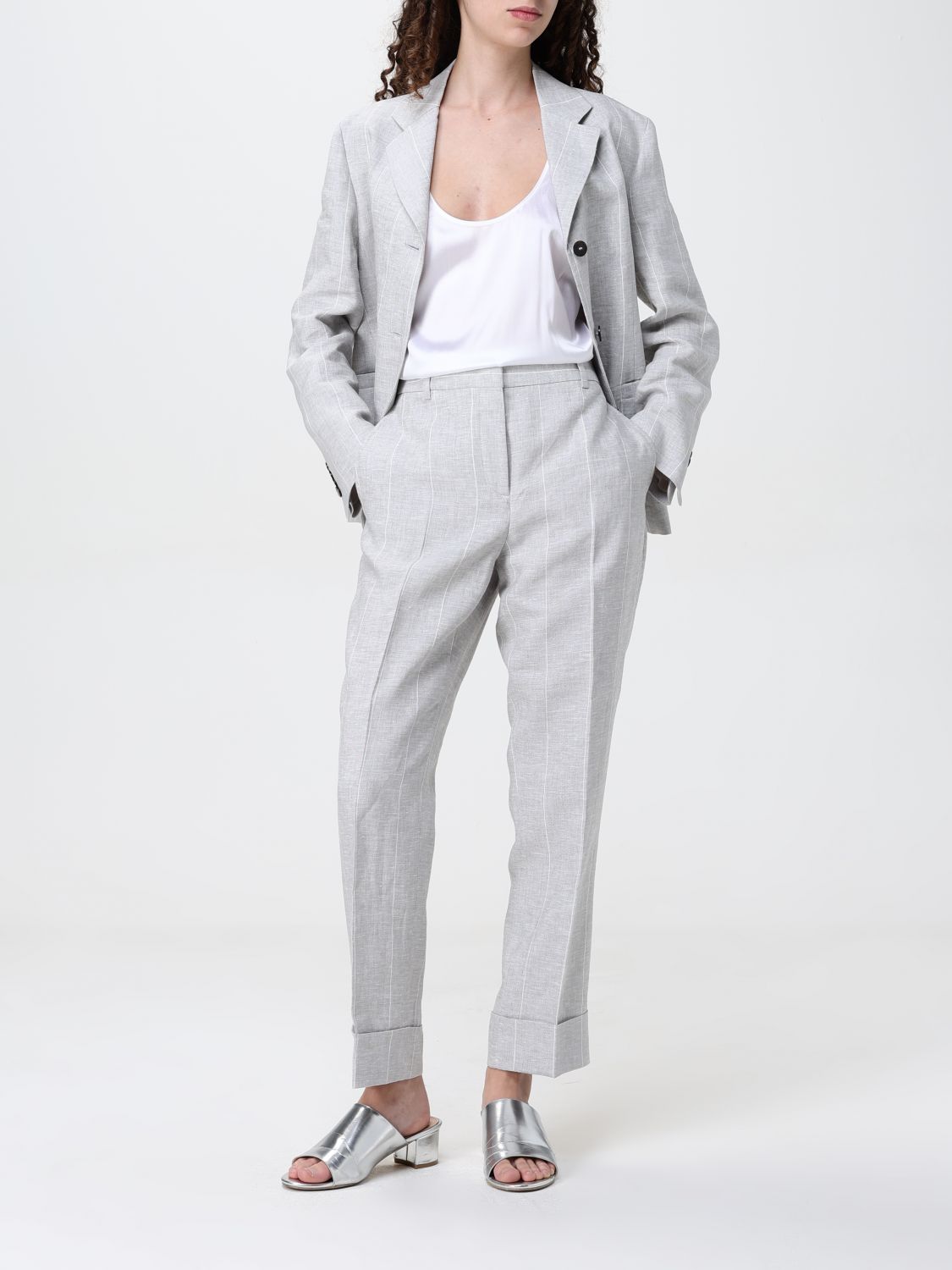 Straight Leg Linen Blend Pants
