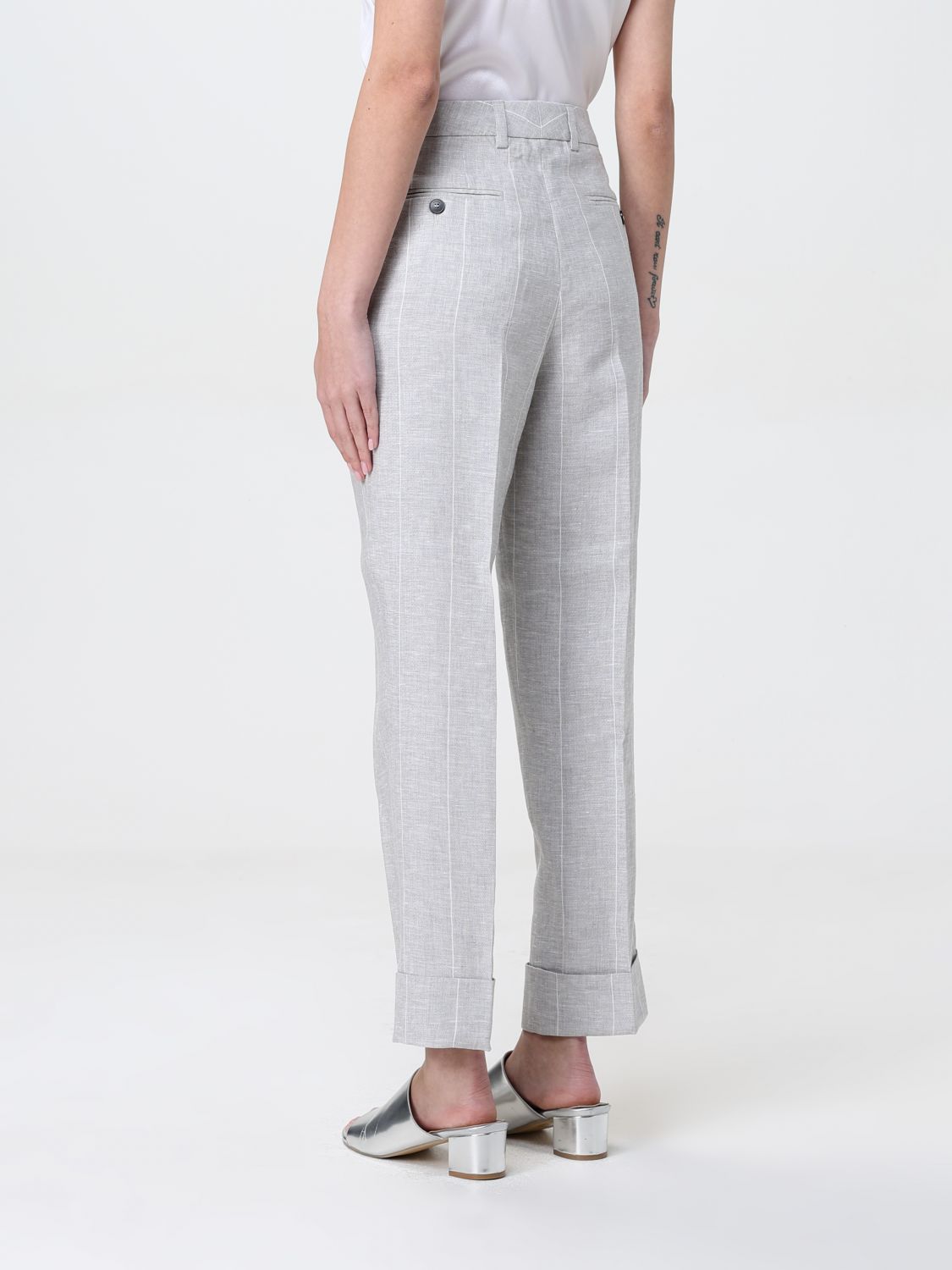 Straight Leg Linen Blend Pants