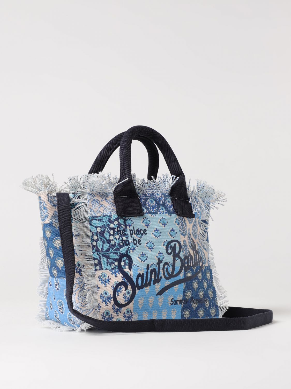 Patchwork Tote Bag Frayed Detail