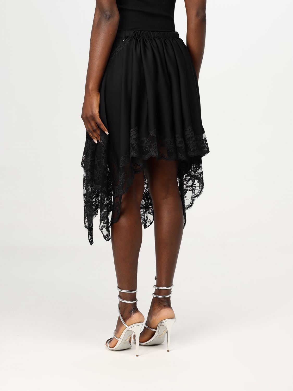 Asymmetrical Lace Overlay Skirt