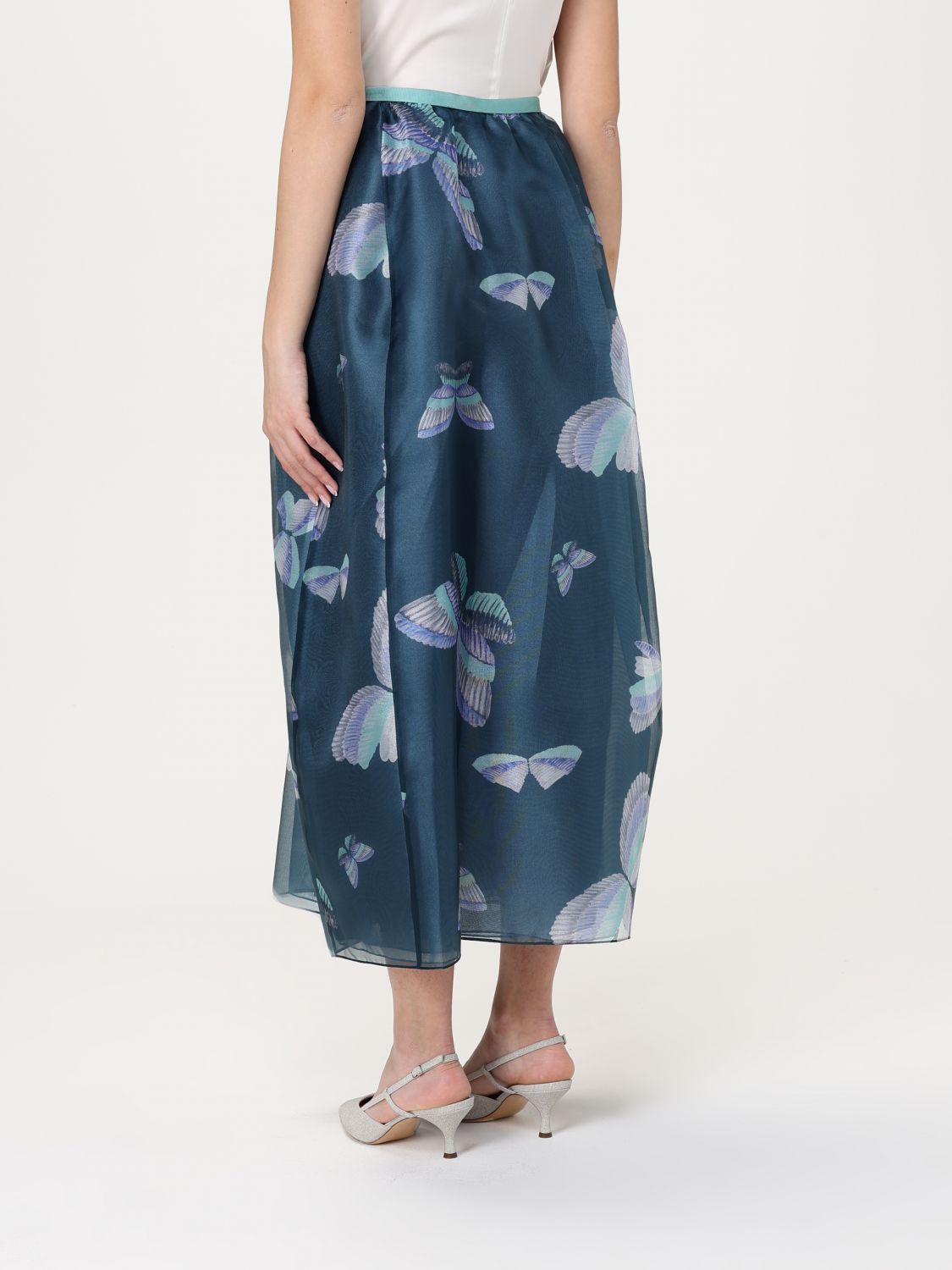 Butterfly Print Midi Skirt