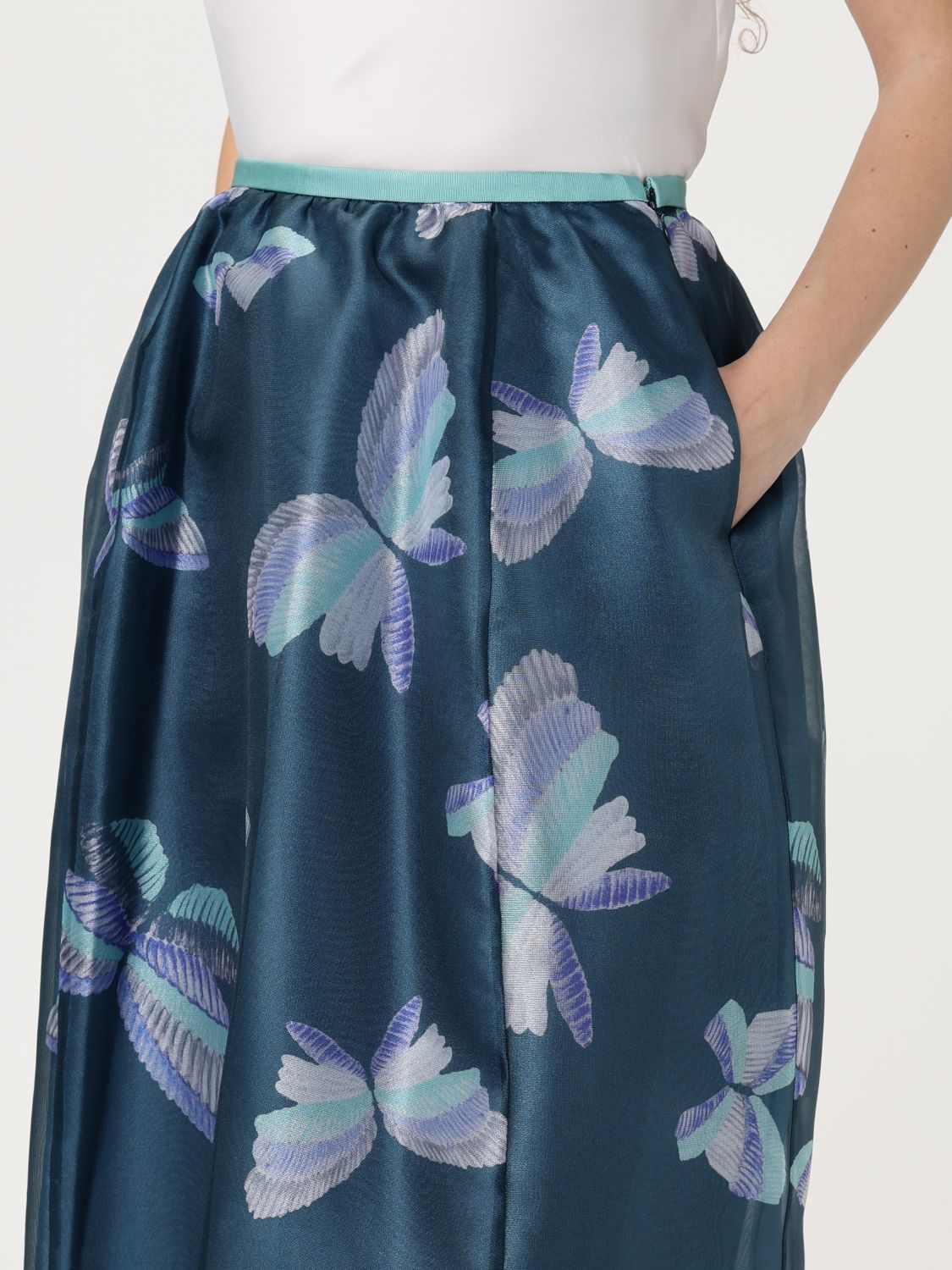 Butterfly Print Midi Skirt