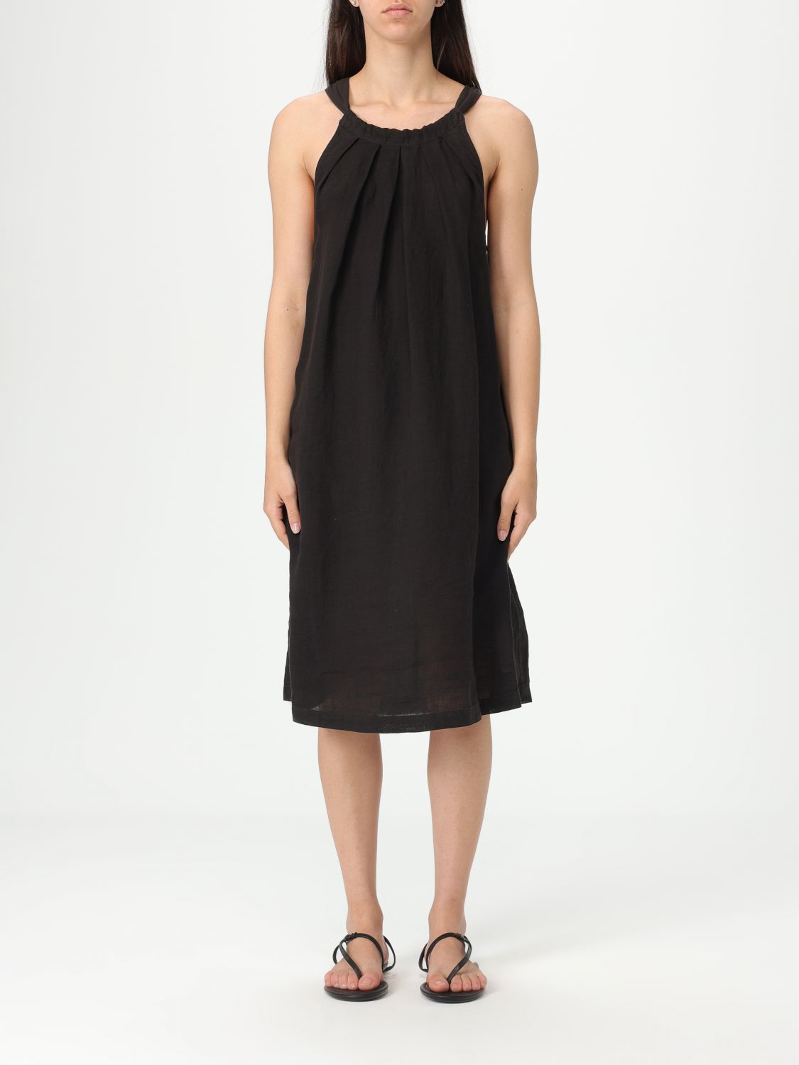 Linen Pleated Midi Dress