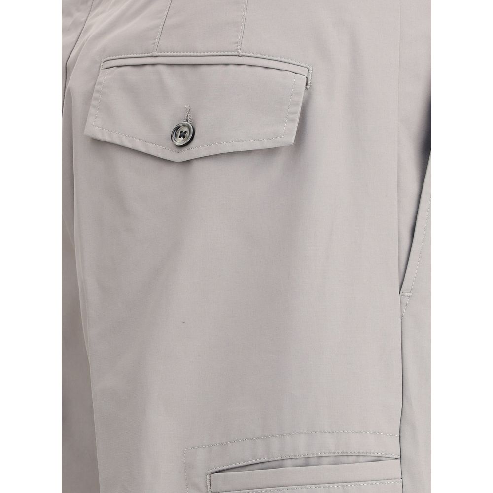 Wide-Leg Cotton Pants with Front Button Closure and Functional Pockets