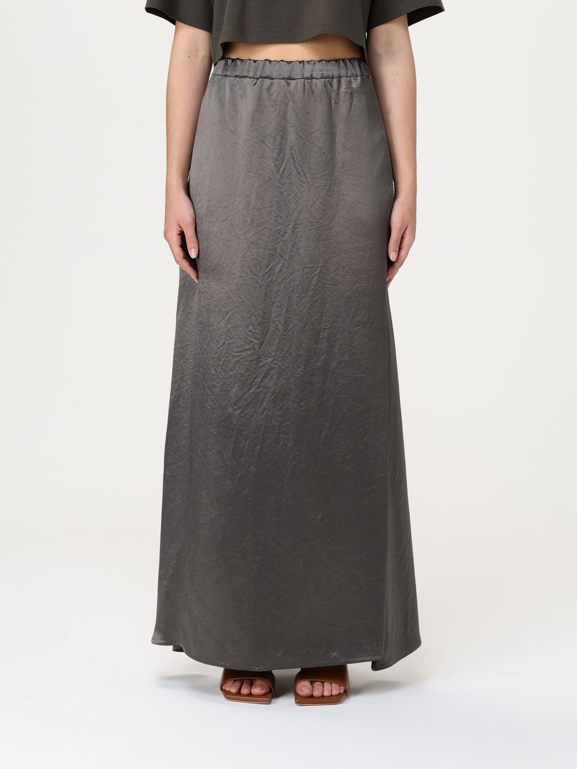 Crinkled Satin Maxi Skirt
