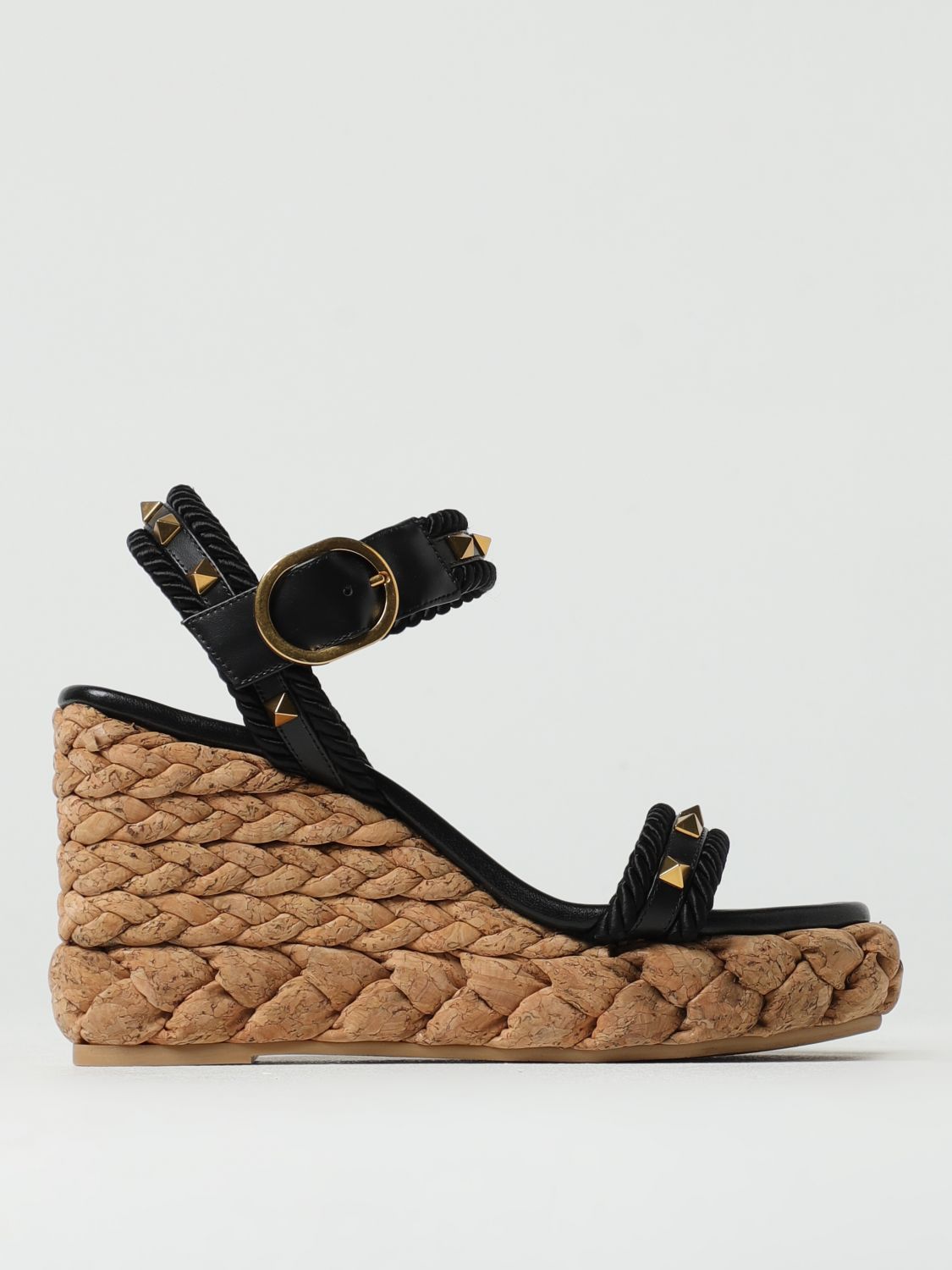Rockstud Cork Wedge Sandals