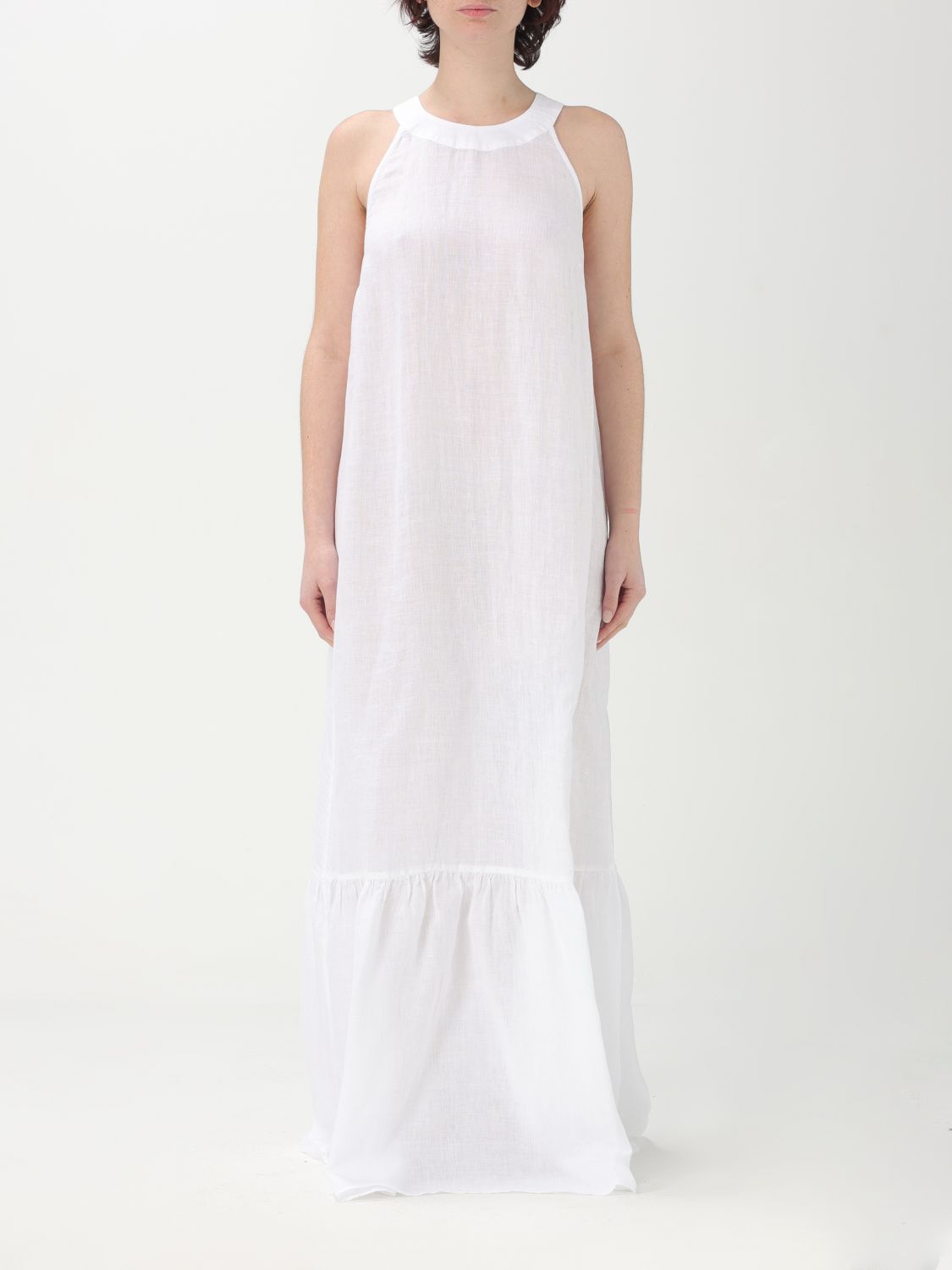 Linen Maxi Dress Tiered Skirt