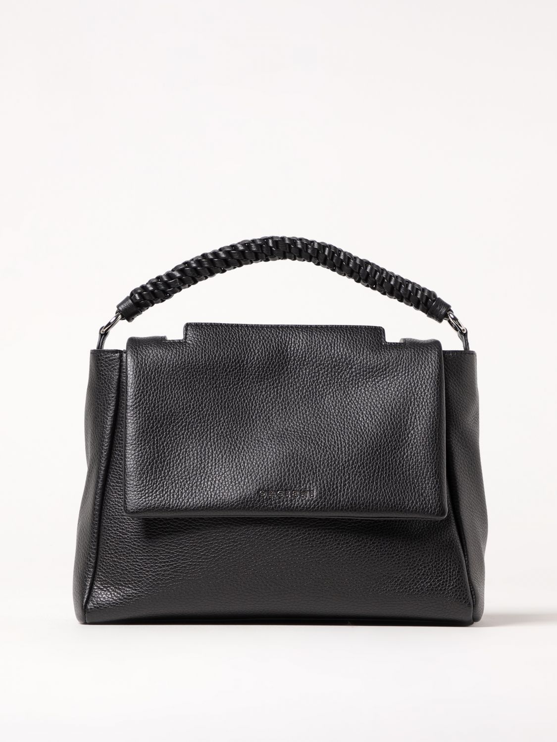 Structured Leather Top Handle Bag
