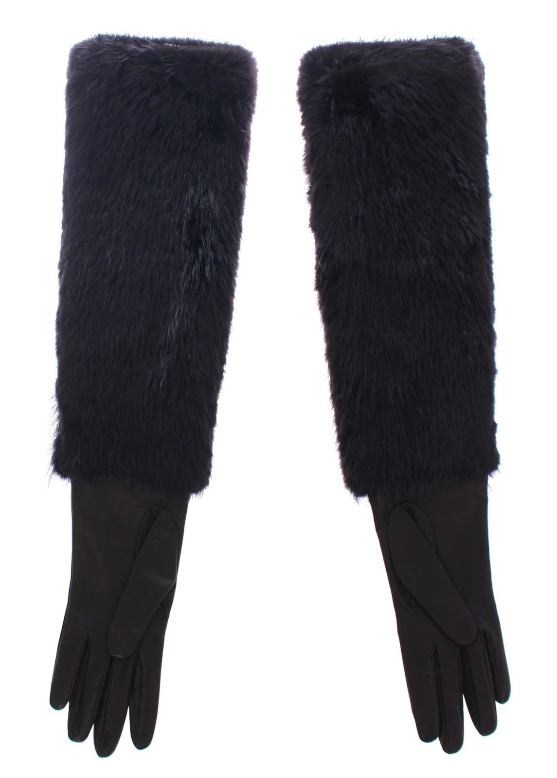 Luxurious  Fur Leather Elbow Gloves
