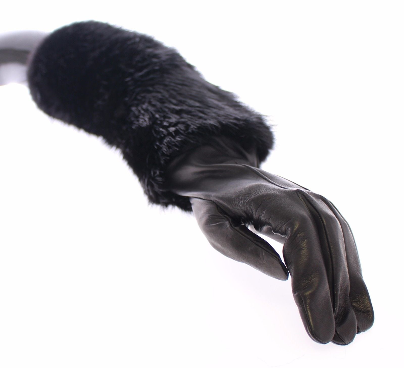 Luxurious  Fur Leather Elbow Gloves