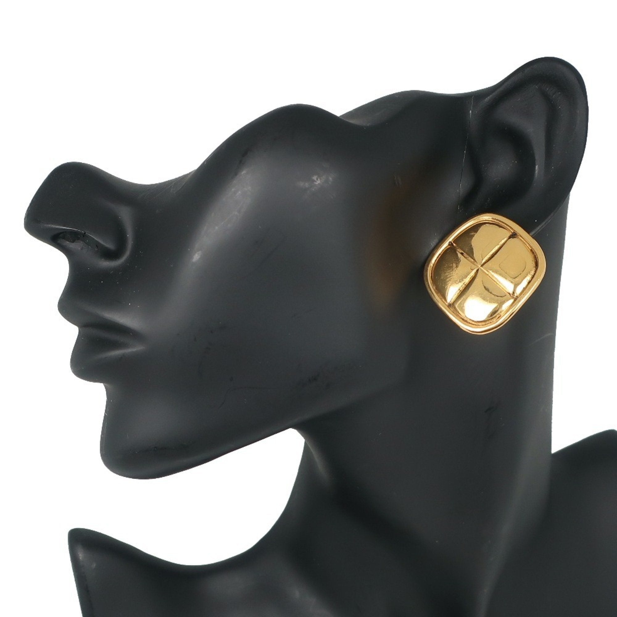 Quilted Gold Earrings CC Logo