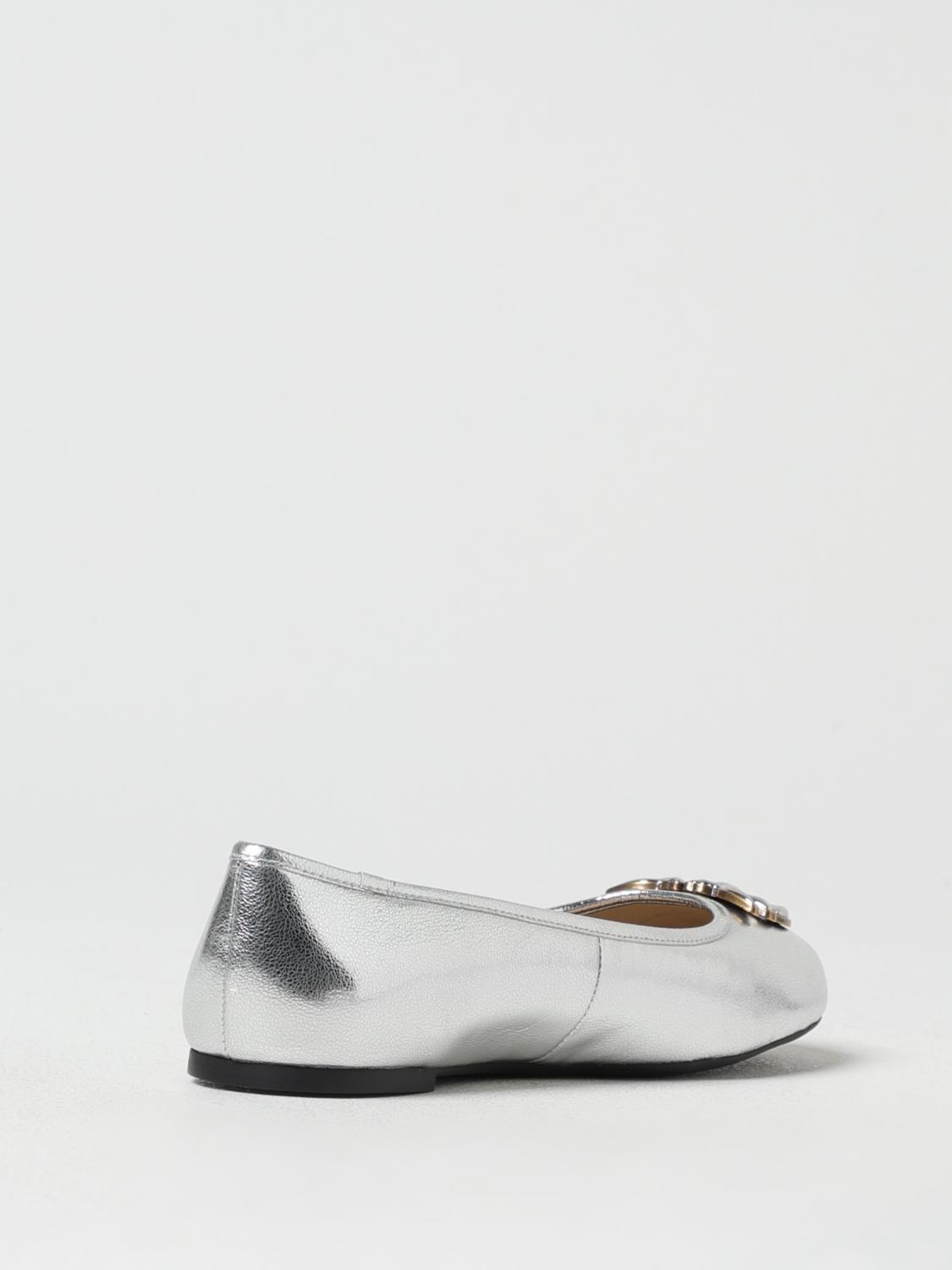 Silver Leather Ballerina Flats