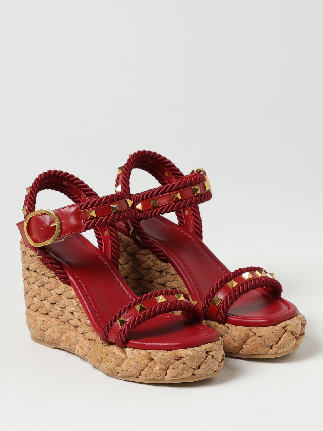 Rockstud Cork Wedge Sandals