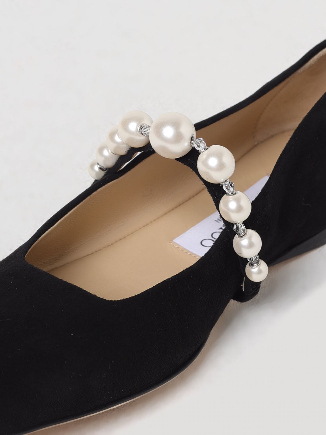 Pearlembellished Suede Flats