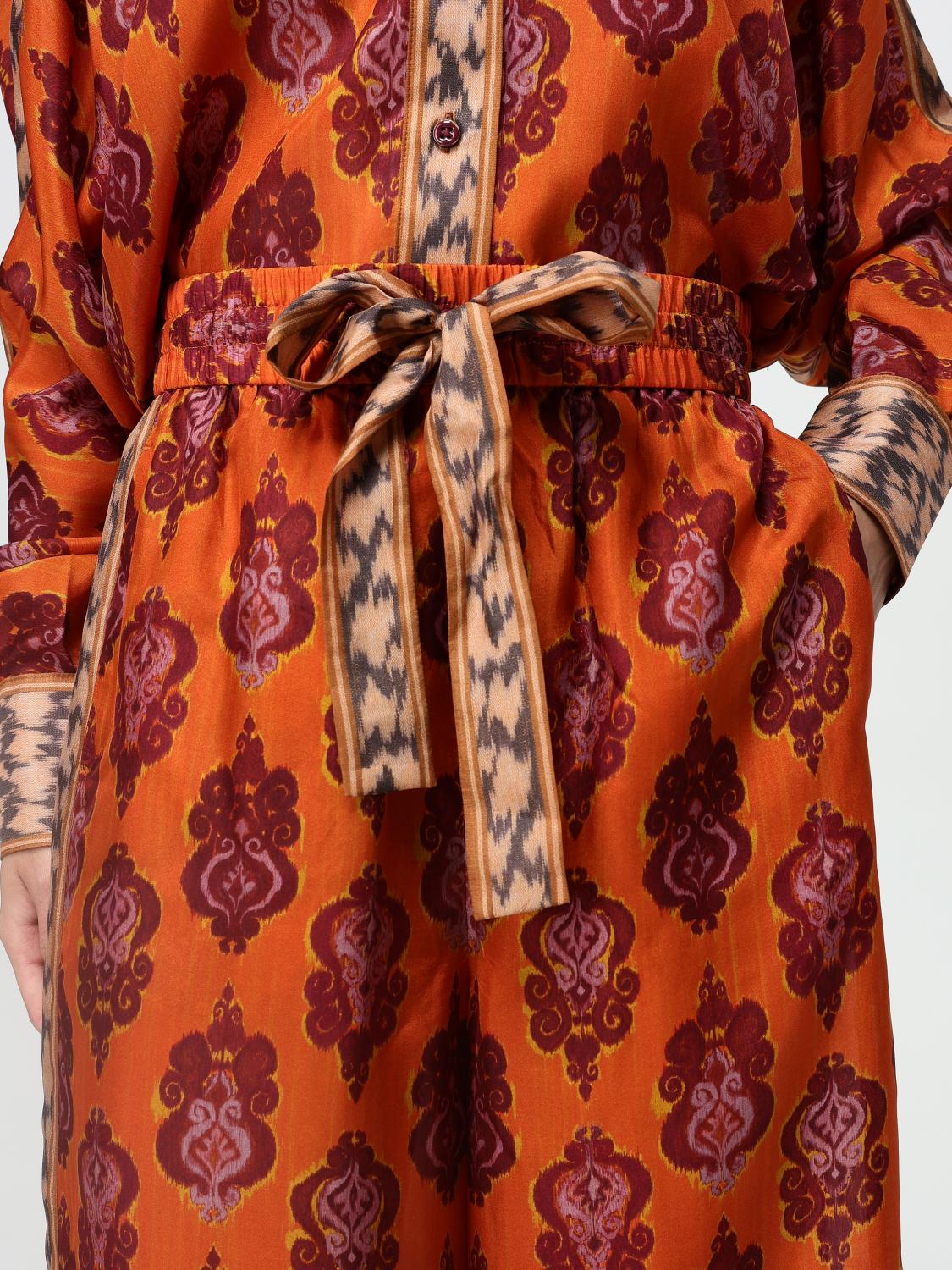 Silk Ikat Print Pants Wide Leg