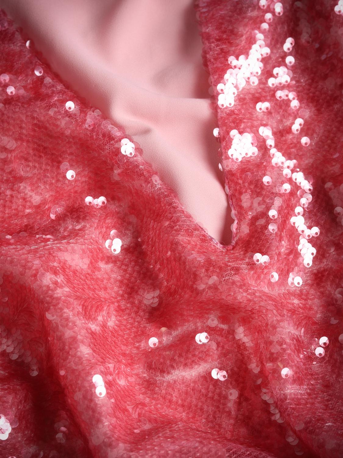 Sequin Mini Dress VNeck Long Sleeves