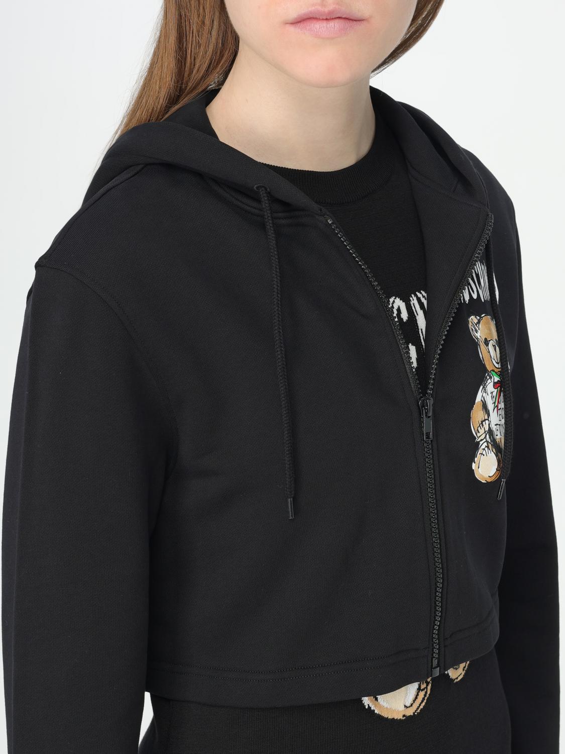 Cropped Hoodie Dress Teddy Bear Print